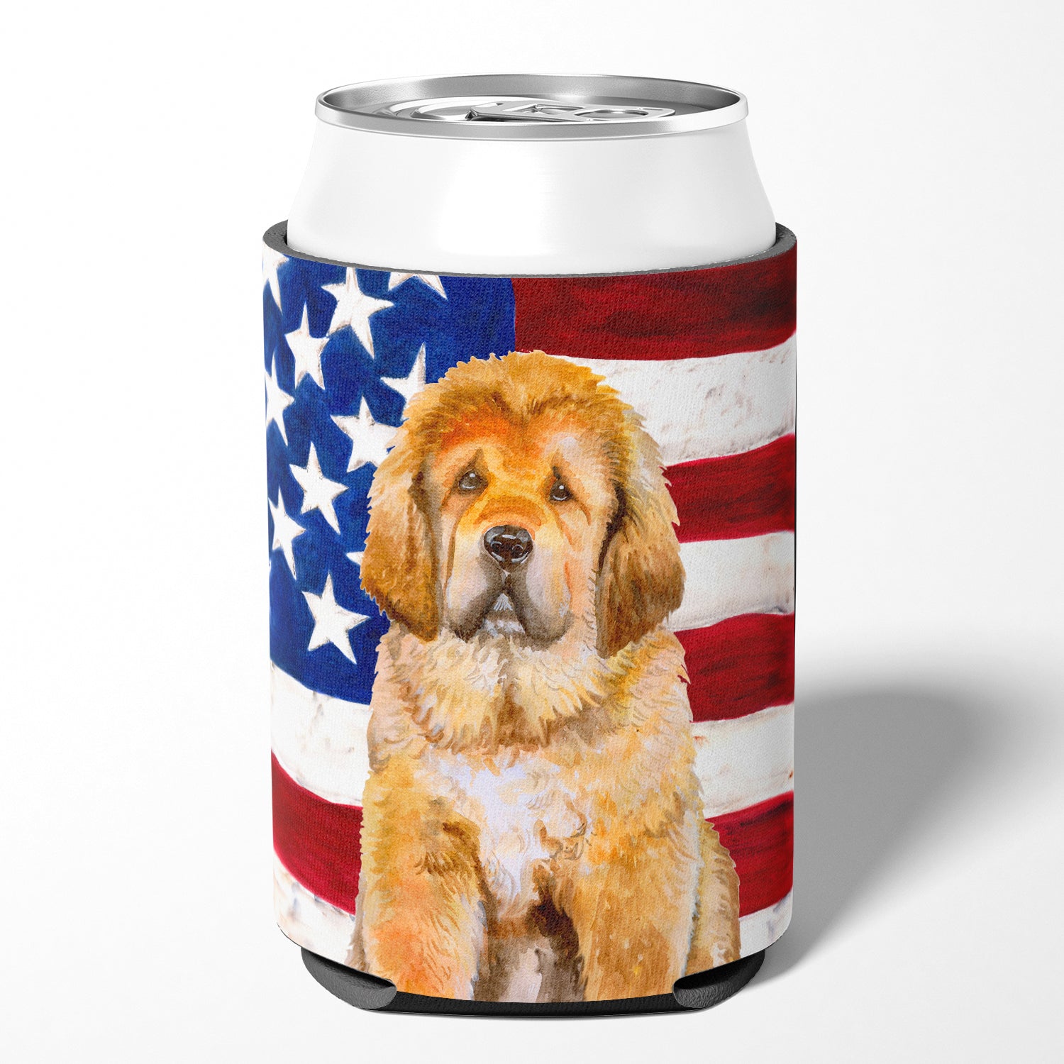 Tibetan Mastiff Patriotic Can or Bottle Hugger BB9721CC  the-store.com.