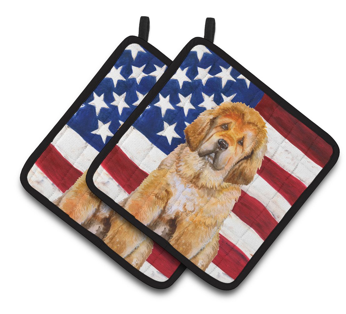 Tibetan Mastiff Patriotic Pair of Pot Holders BB9721PTHD by Caroline's Treasures