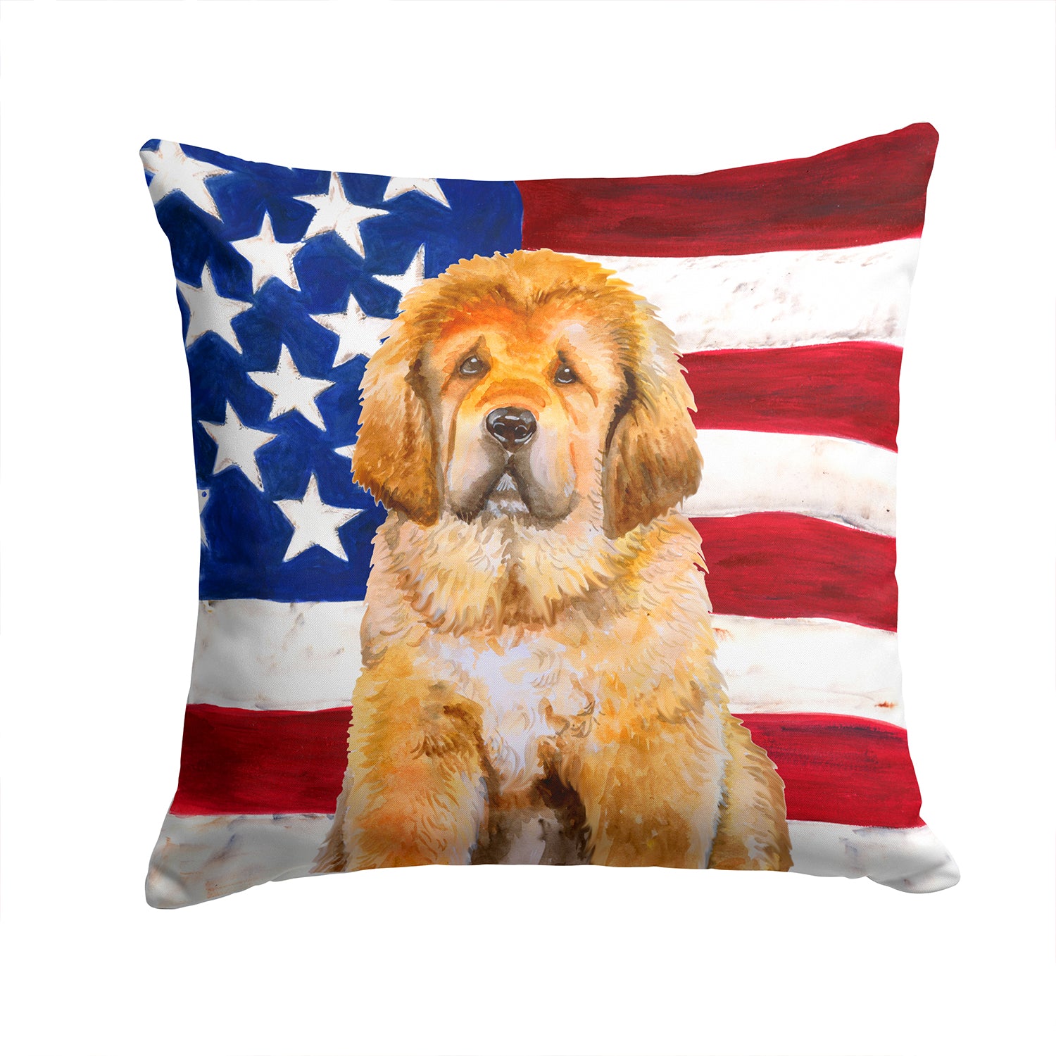 Tibetan Mastiff Patriotic Fabric Decorative Pillow BB9721PW1414 - the-store.com