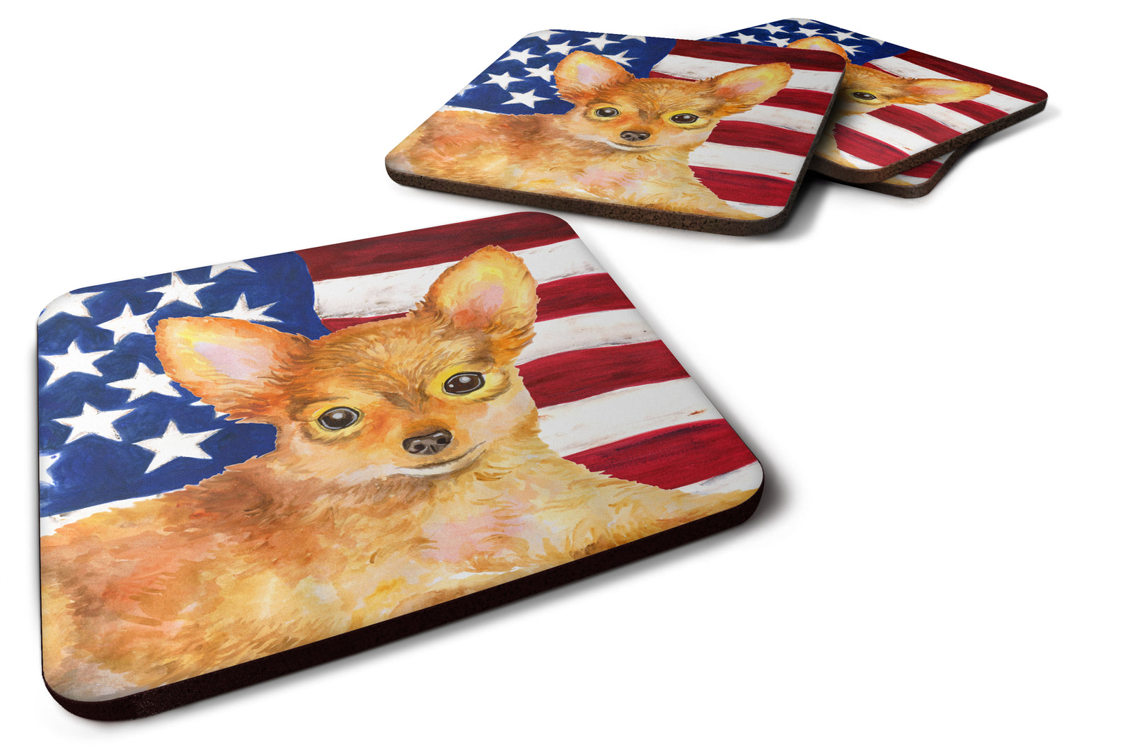 Toy Terrier Patriotic Foam Coaster Set of 4 BB9722FC - the-store.com