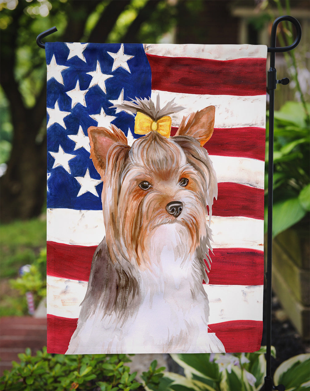 Yorkshire Terrier #2 Patriotic Flag Garden Size BB9723GF  the-store.com.