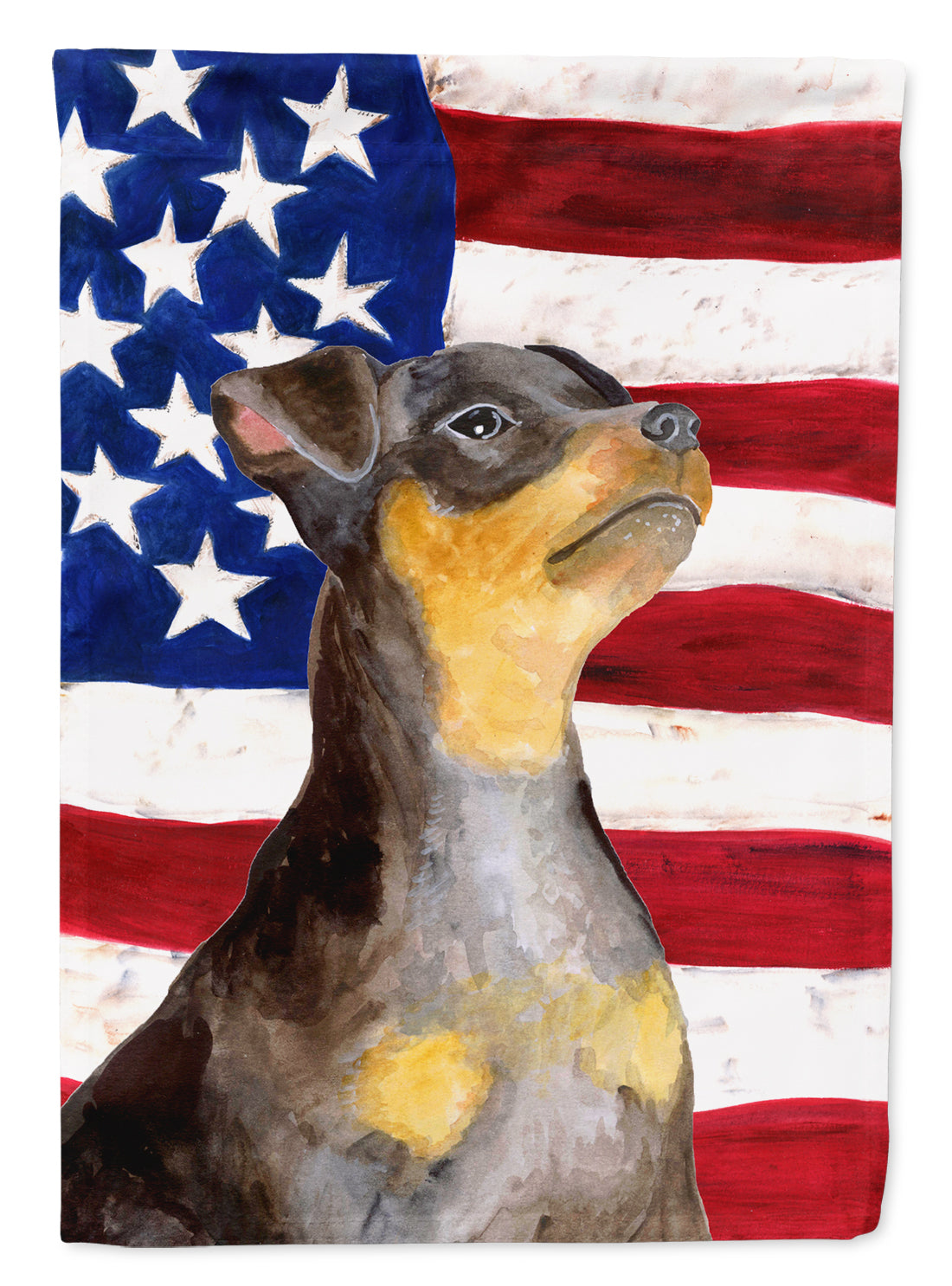 Miniature Pinscher #2 Patriotic Flag Canvas House Size BB9724CHF  the-store.com.