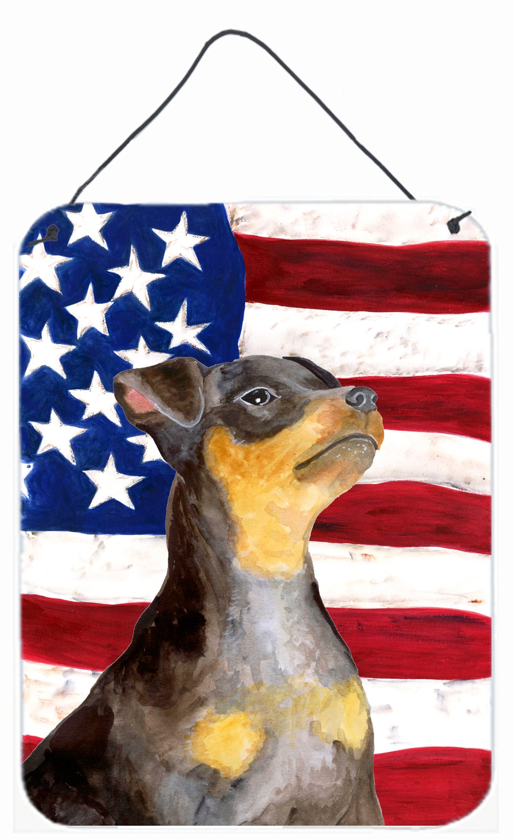 Miniature Pinscher #2 Patriotic Wall or Door Hanging Prints BB9724DS1216 by Caroline&#39;s Treasures