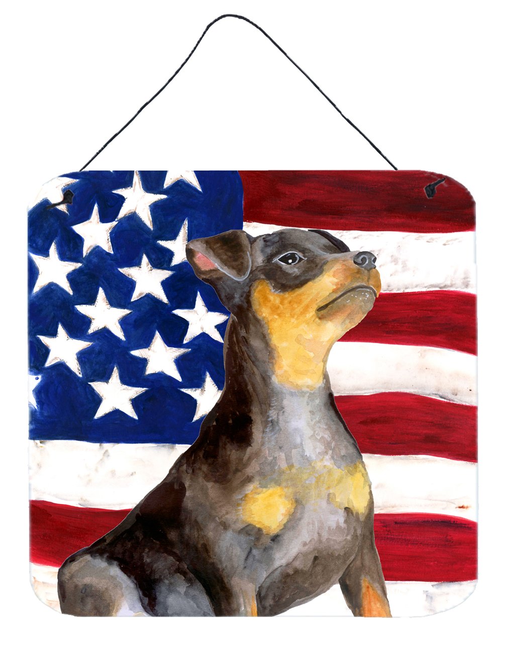 Miniature Pinscher #2 Patriotic Wall or Door Hanging Prints BB9724DS66 by Caroline&#39;s Treasures