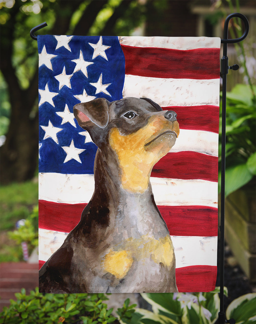 Miniature Pinscher #2 Patriotic Flag Garden Size BB9724GF  the-store.com.