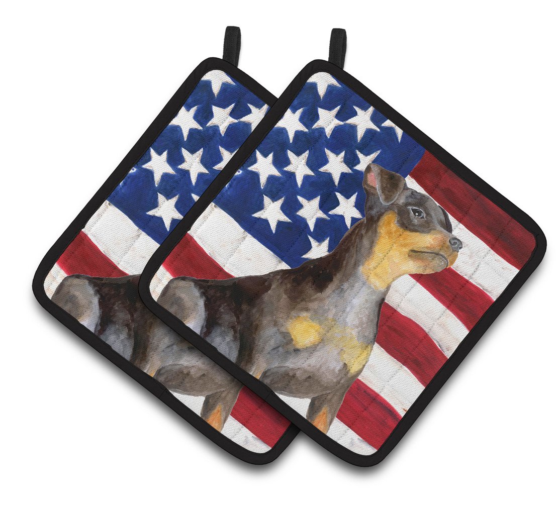 Miniature Pinscher #2 Patriotic Pair of Pot Holders BB9724PTHD by Caroline&#39;s Treasures