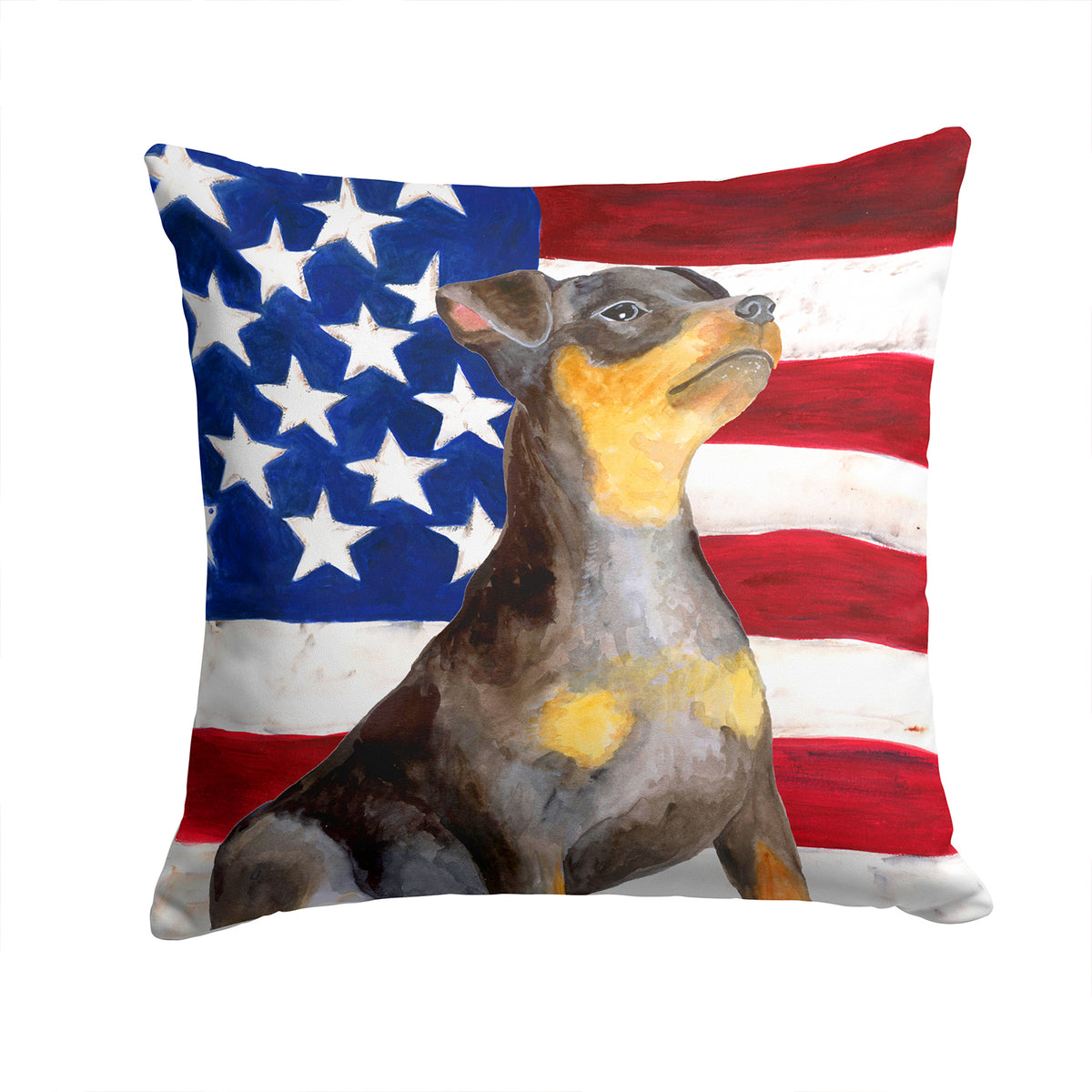 Miniature Pinscher #2 Patriotic Fabric Decorative Pillow BB9724PW1414 - the-store.com