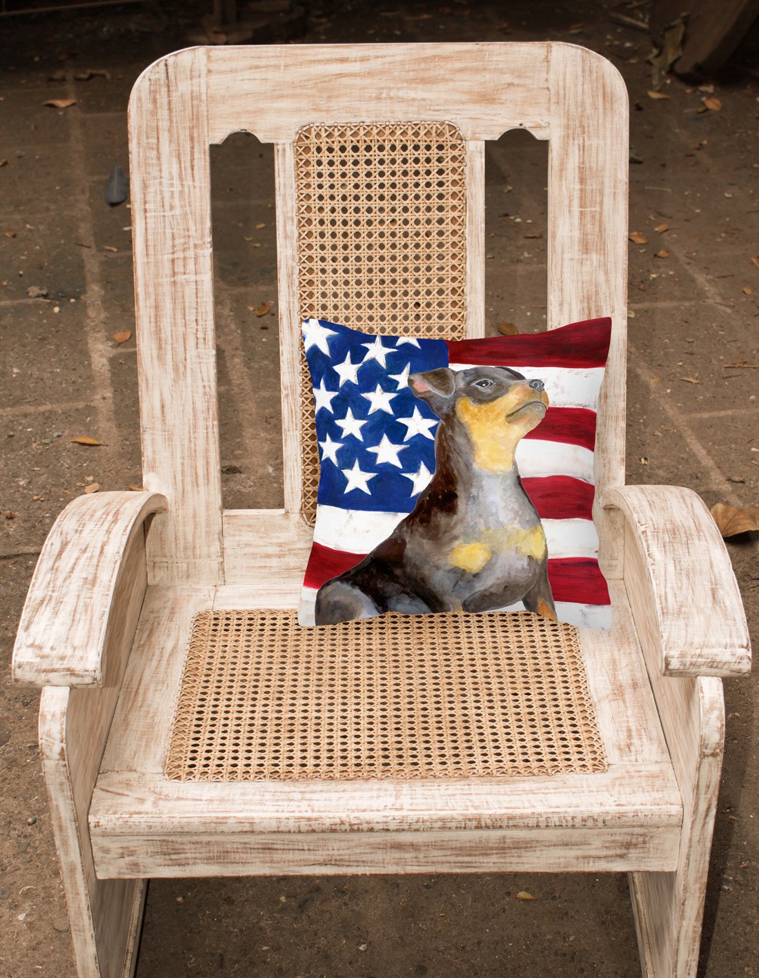 Miniature Pinscher #2 Patriotic Fabric Decorative Pillow BB9724PW1818 by Caroline's Treasures