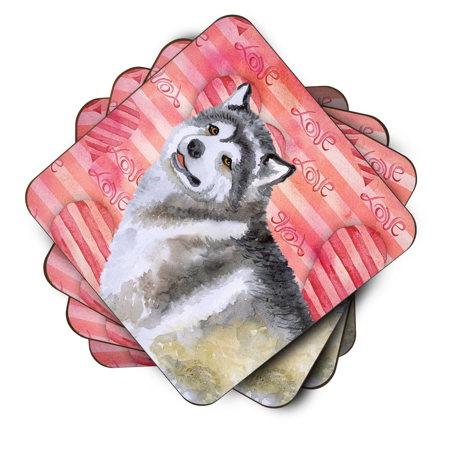 Alaskan Malamute Love Foam Coaster Set of 4 BB9725FC - the-store.com