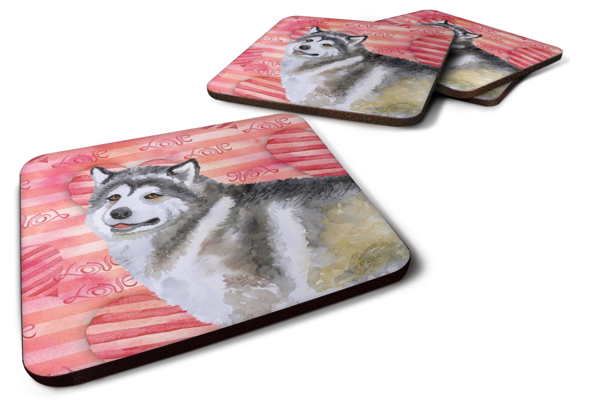 Alaskan Malamute Love Foam Coaster Set of 4 BB9725FC - the-store.com