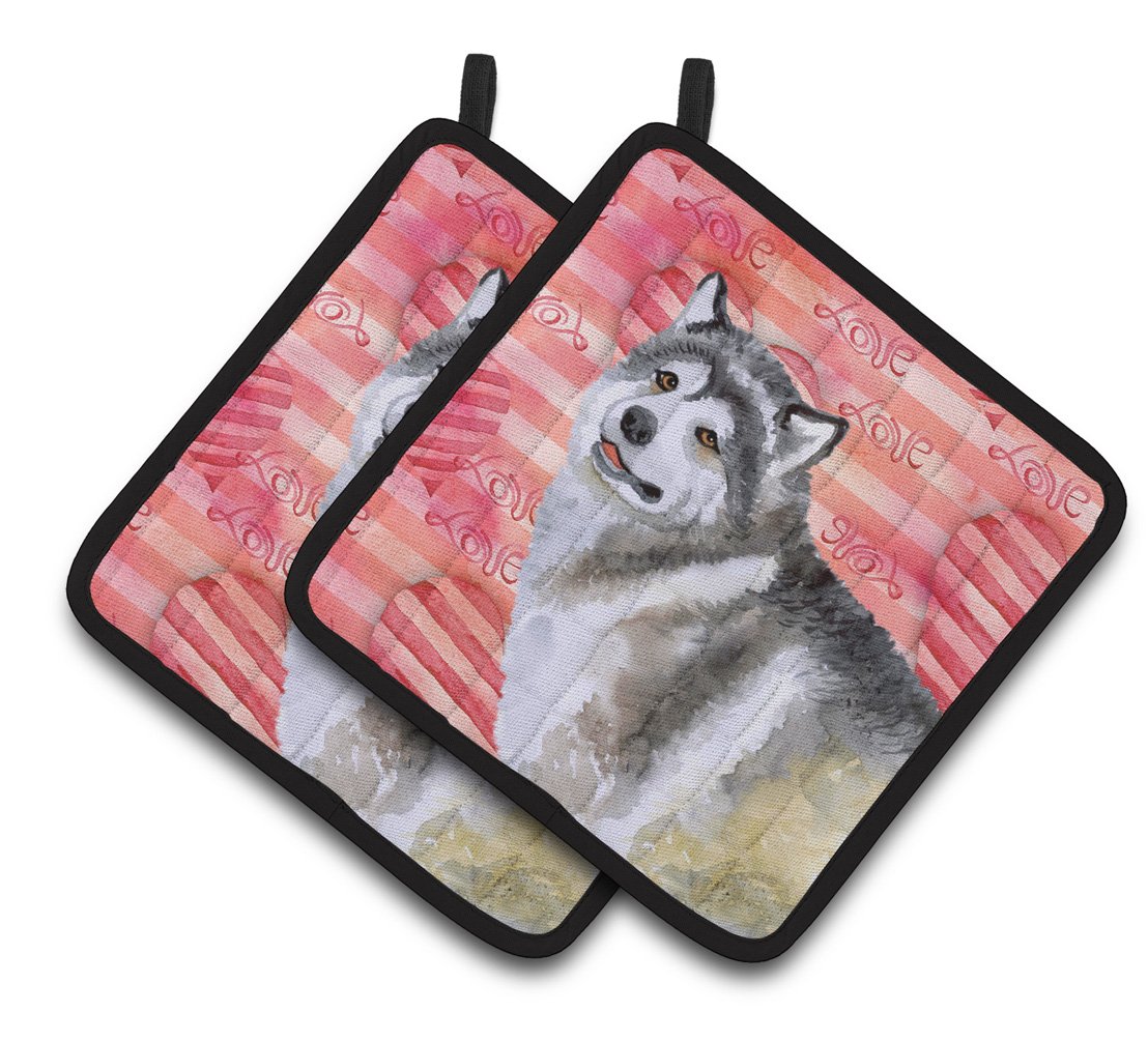 Alaskan Malamute Love Pair of Pot Holders BB9725PTHD by Caroline's Treasures