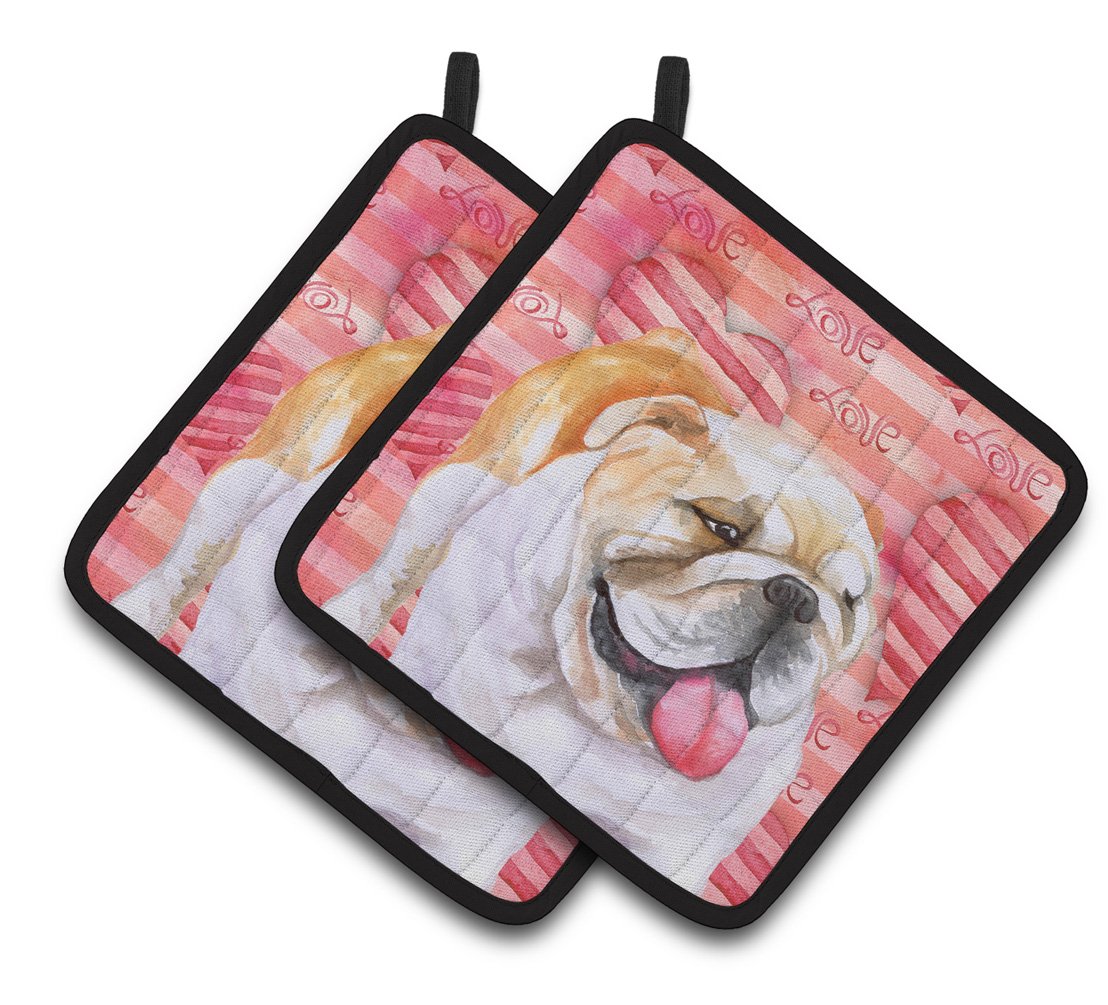 English Bulldog Love Pair of Pot Holders BB9726PTHD by Caroline's Treasures