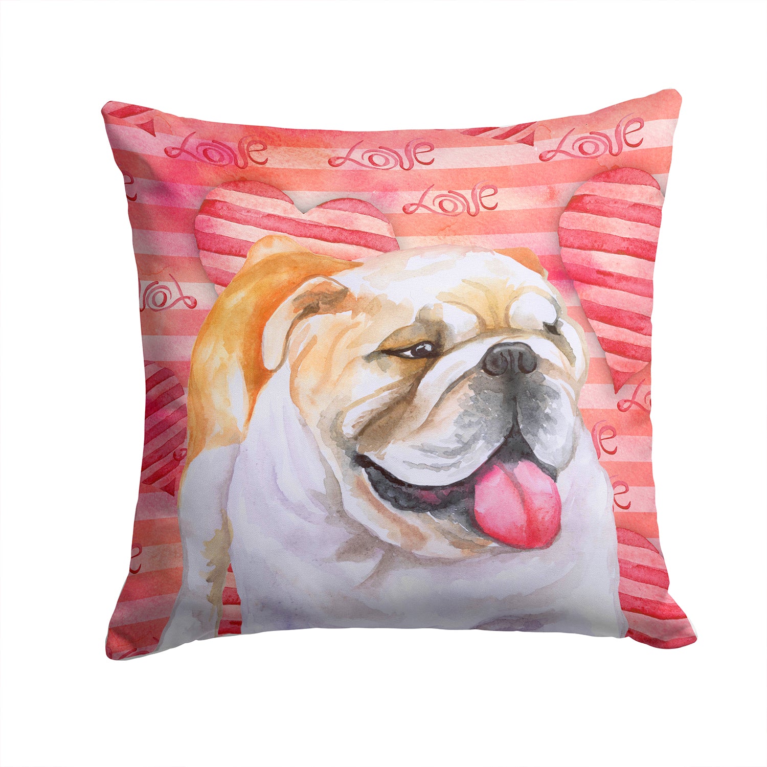 English Bulldog Love Fabric Decorative Pillow BB9726PW1414 - the-store.com