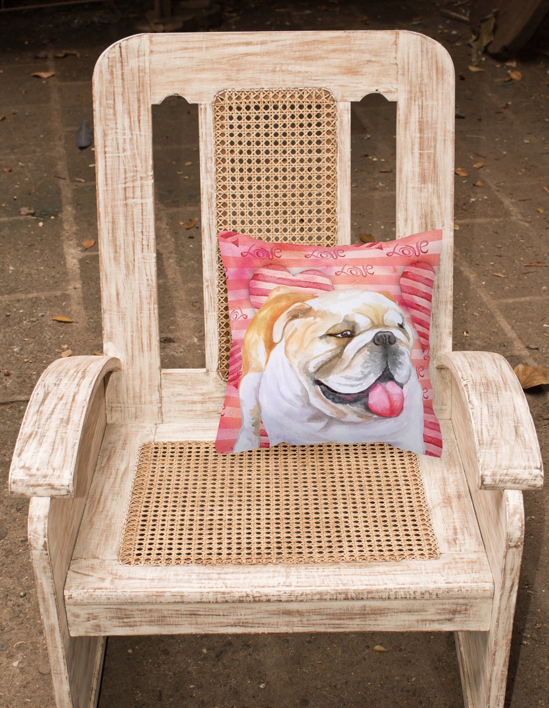 English Bulldog Love Fabric Decorative Pillow BB9726PW1818 by Caroline's Treasures