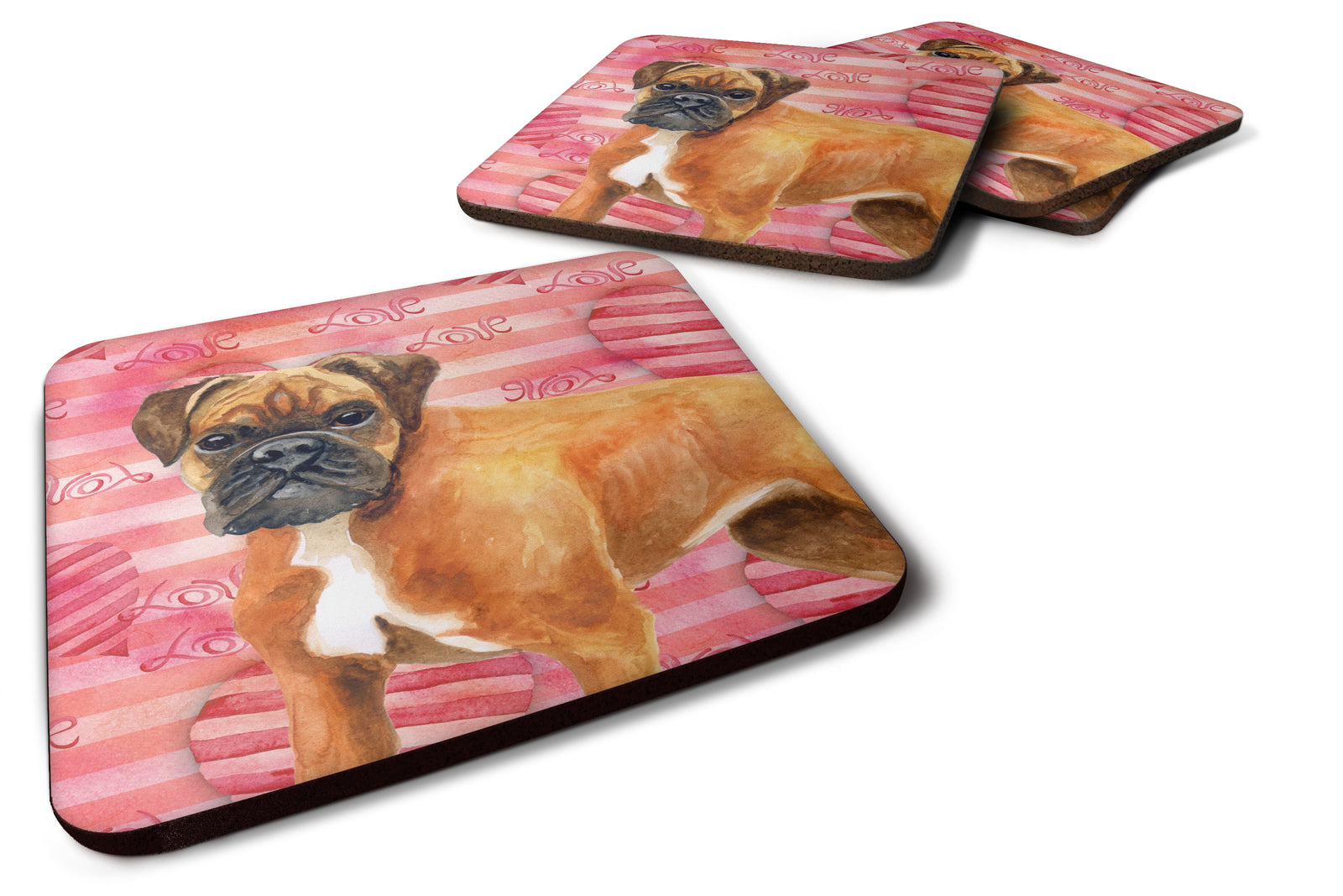 German Boxer Love Foam Coaster Set of 4 BB9727FC - the-store.com