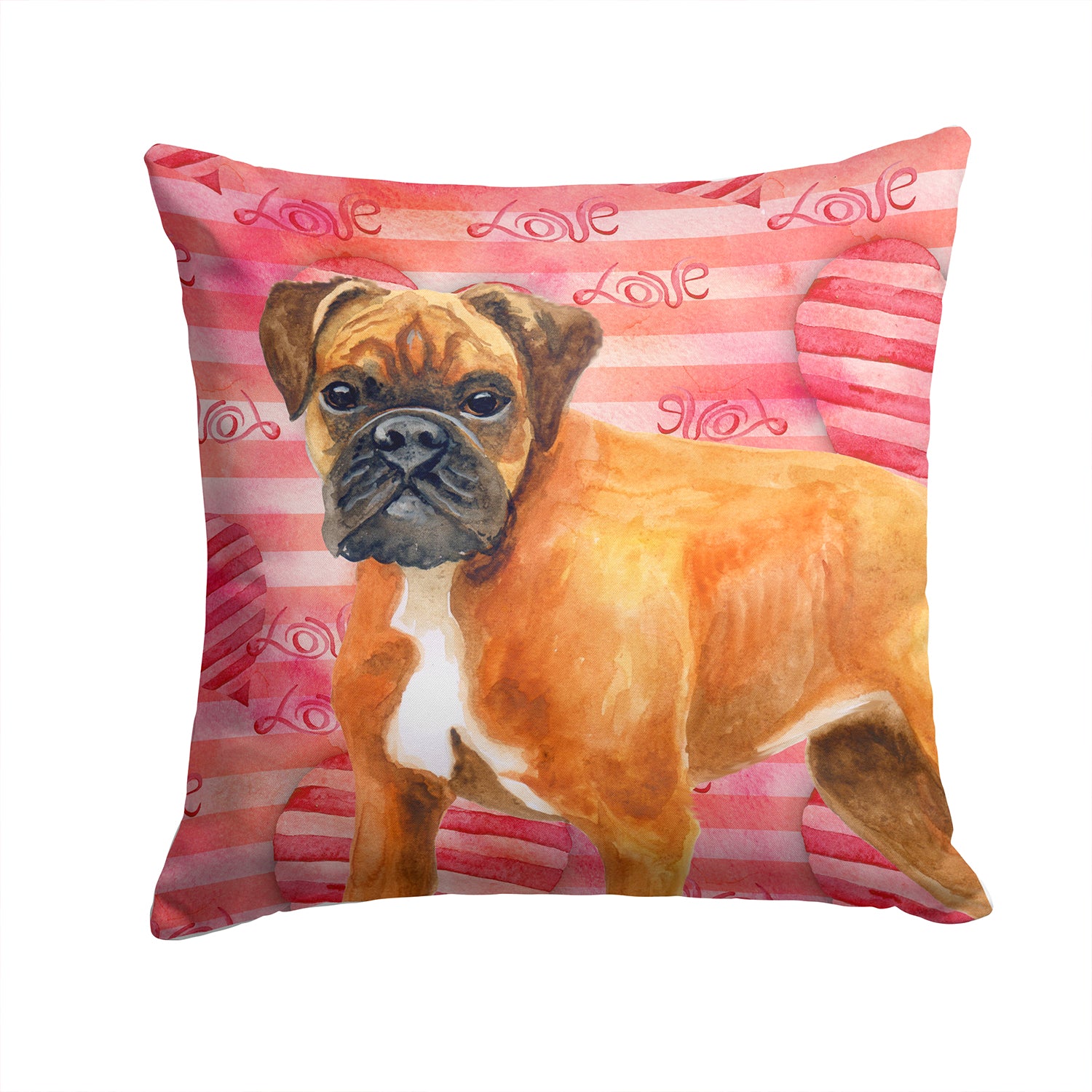 German Boxer Love Fabric Decorative Pillow BB9727PW1414 - the-store.com