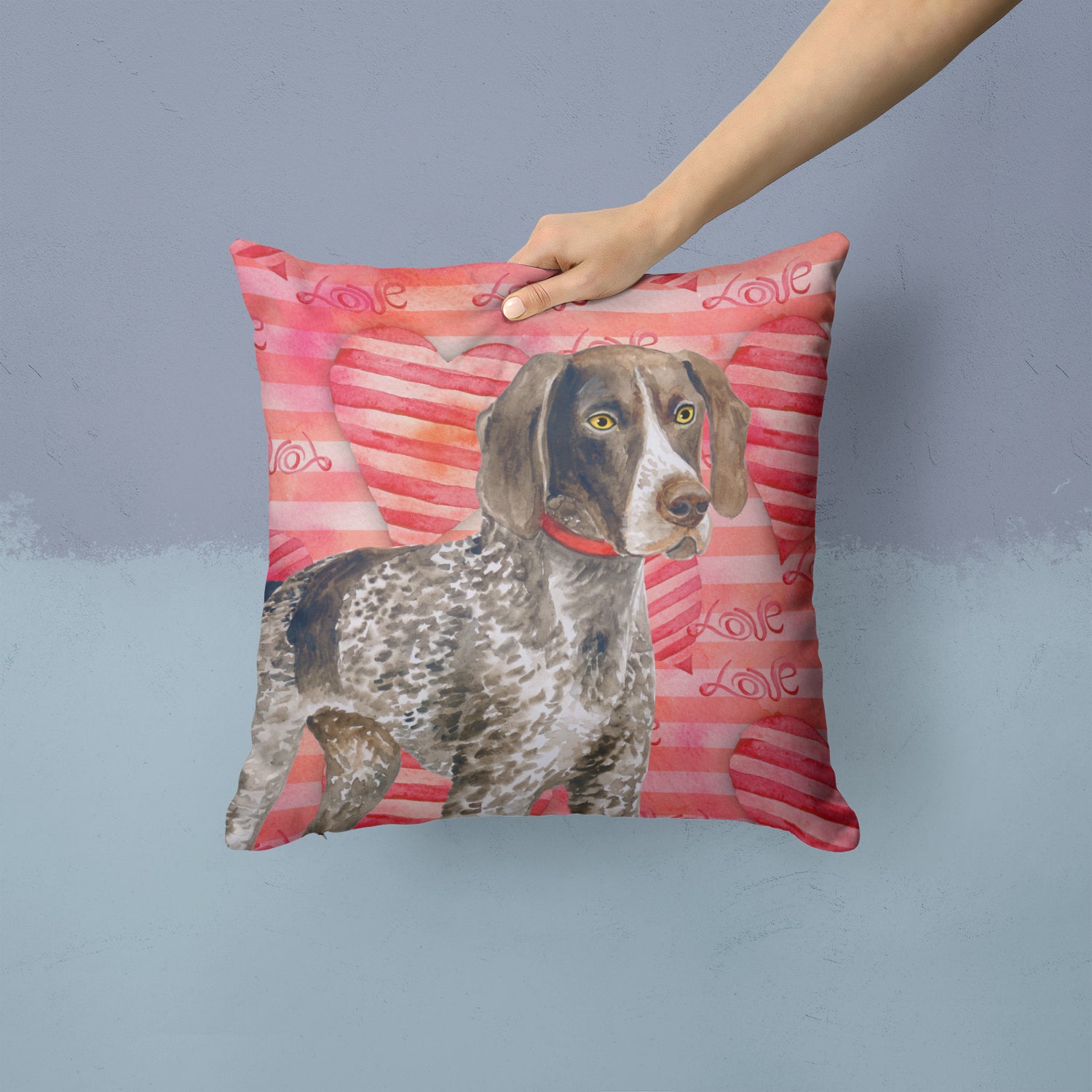 German Shorthaired Pointer Love Fabric Decorative Pillow BB9728PW1414 - the-store.com