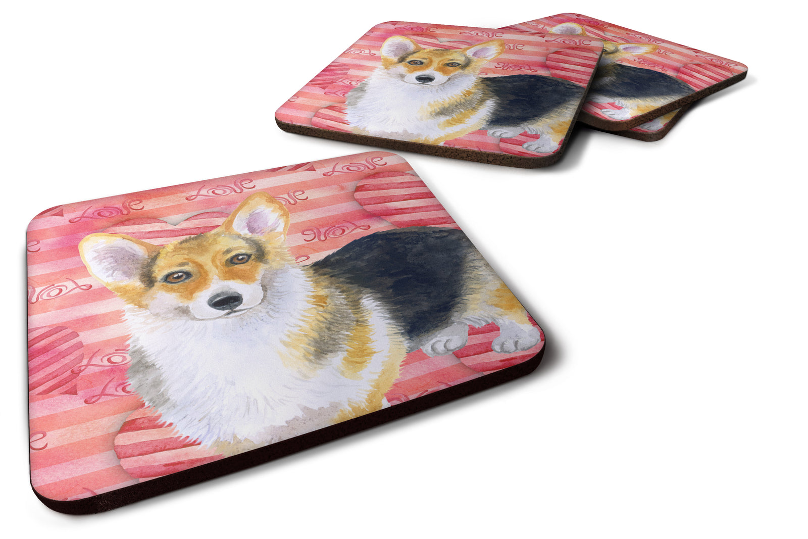 Pembroke Corgi Love Foam Coaster Set of 4 BB9729FC - the-store.com