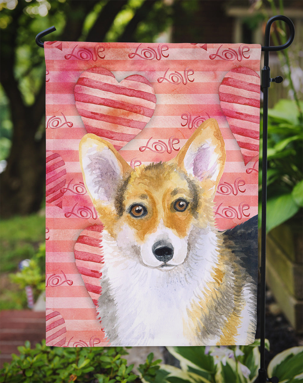 Pembroke Corgi Love Flag Garden Size BB9729GF  the-store.com.