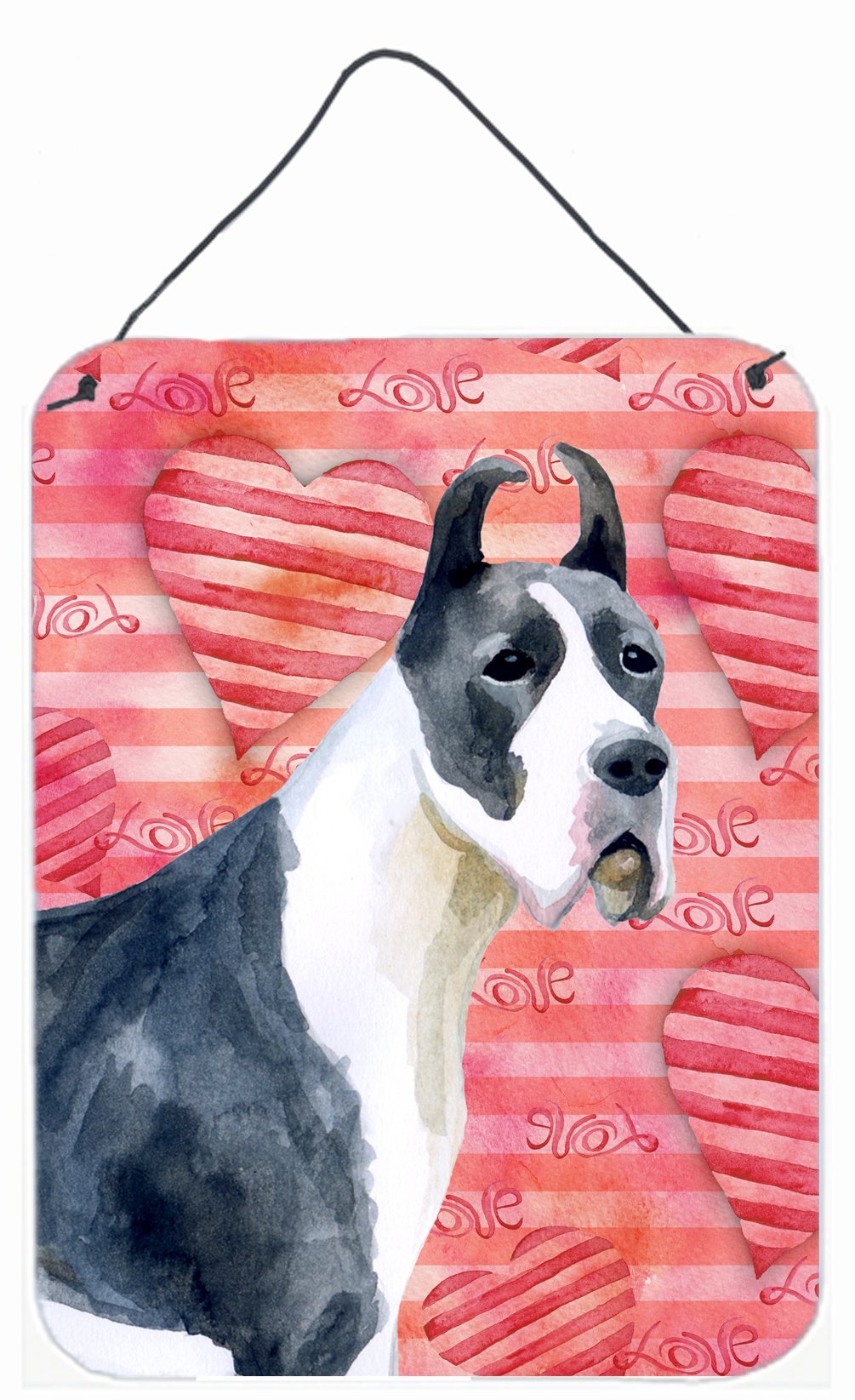 Harlequin Great Dane Love Wall or Door Hanging Prints BB9730DS1216 by Caroline's Treasures