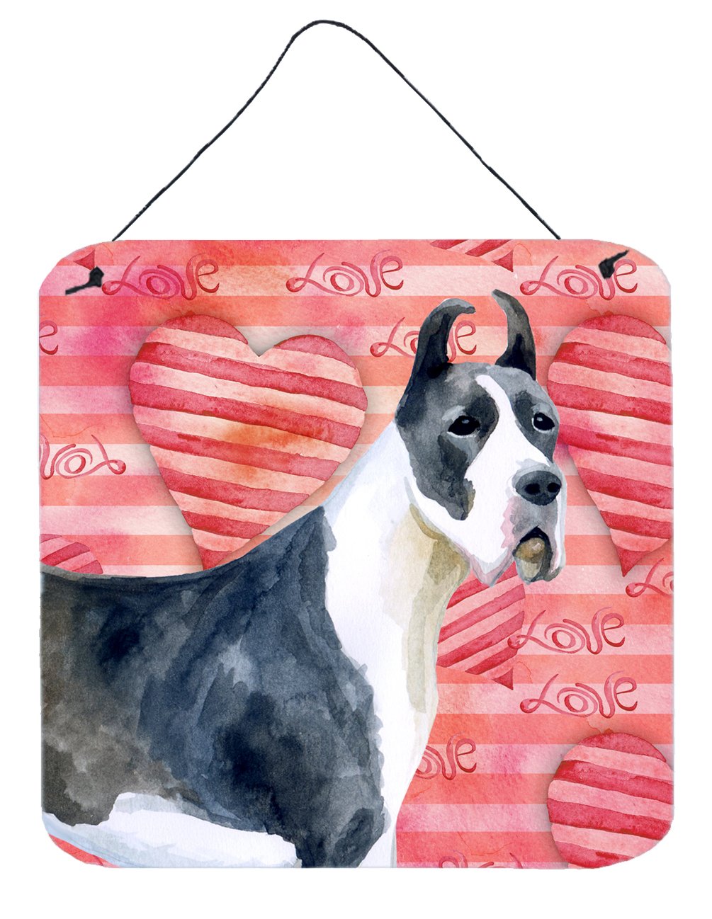 Harlequin Great Dane Love Wall or Door Hanging Prints BB9730DS66 by Caroline&#39;s Treasures