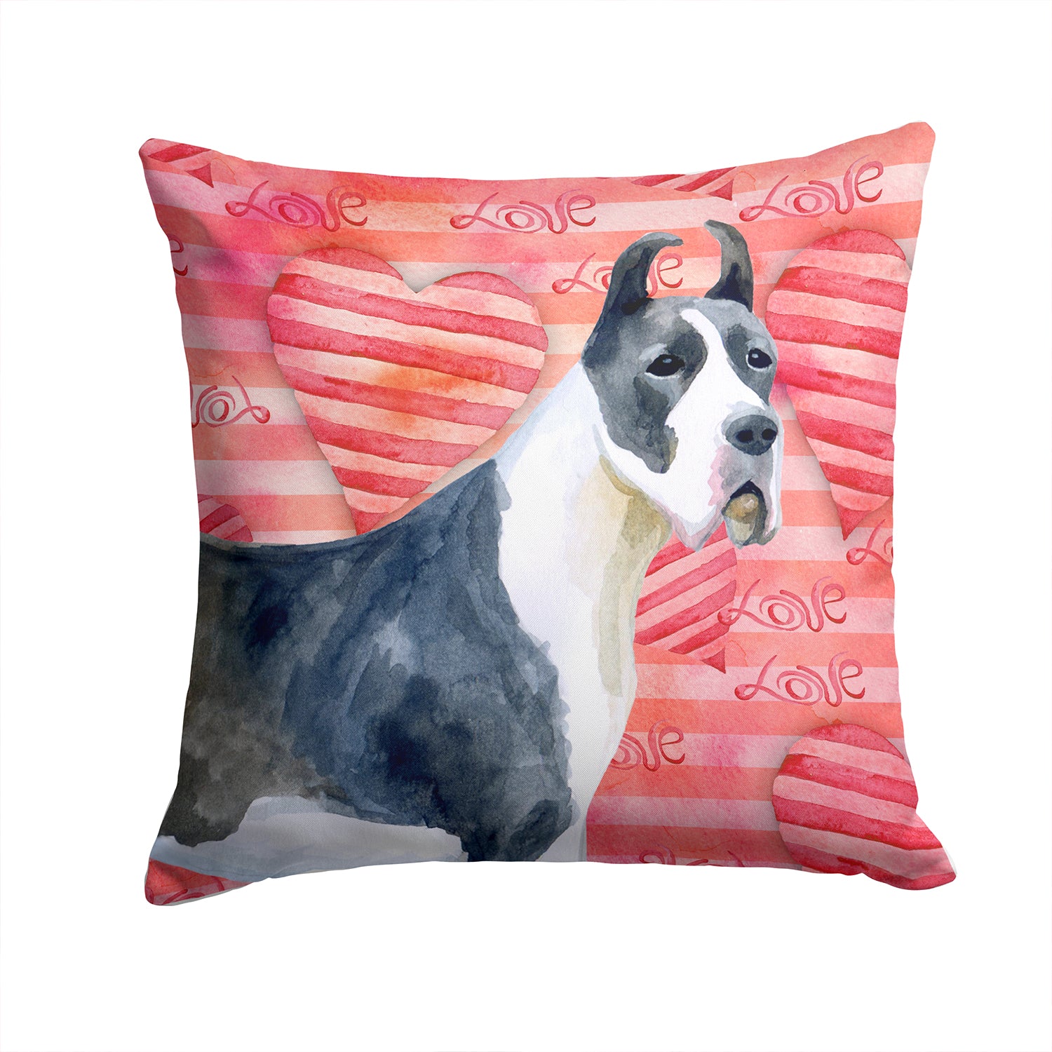 Harlequin Great Dane Love Fabric Decorative Pillow BB9730PW1414 - the-store.com