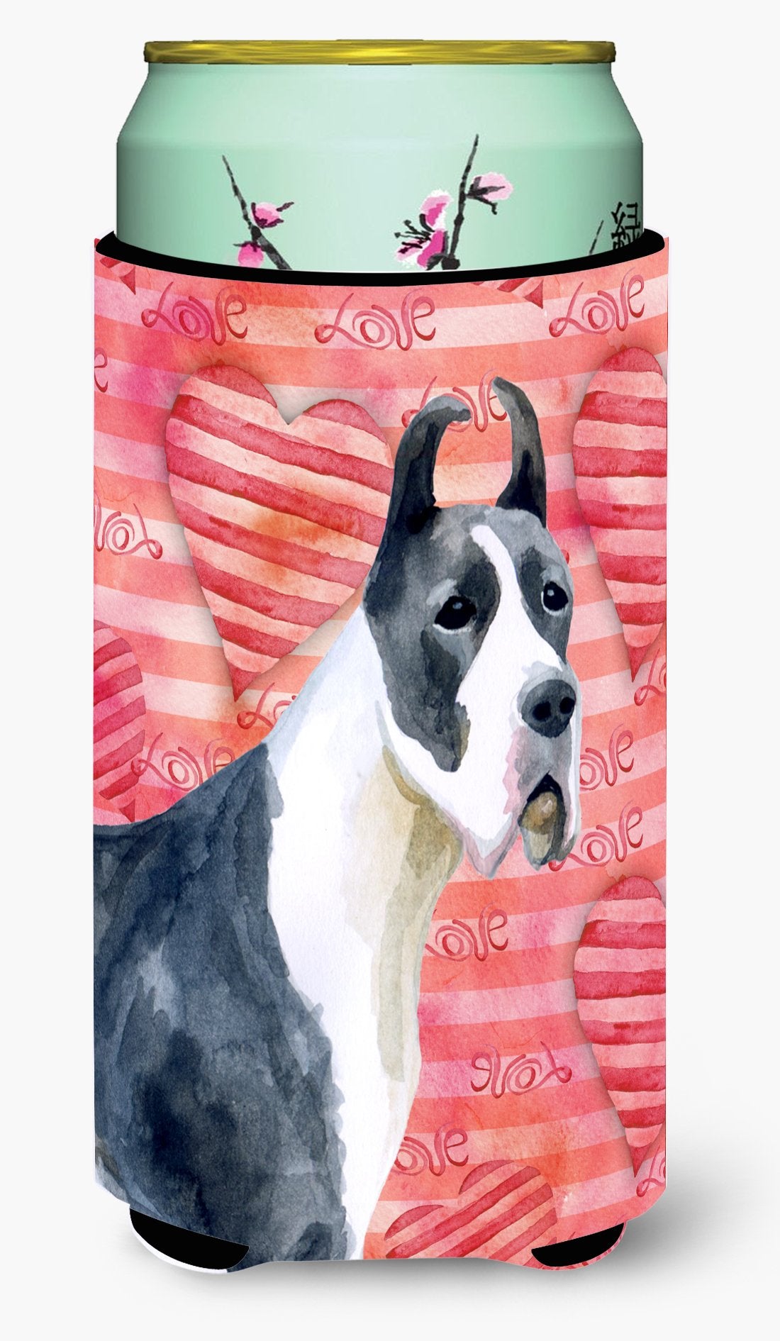 Harlequin Great Dane Love Tall Boy Beverage Insulator Hugger BB9730TBC by Caroline's Treasures