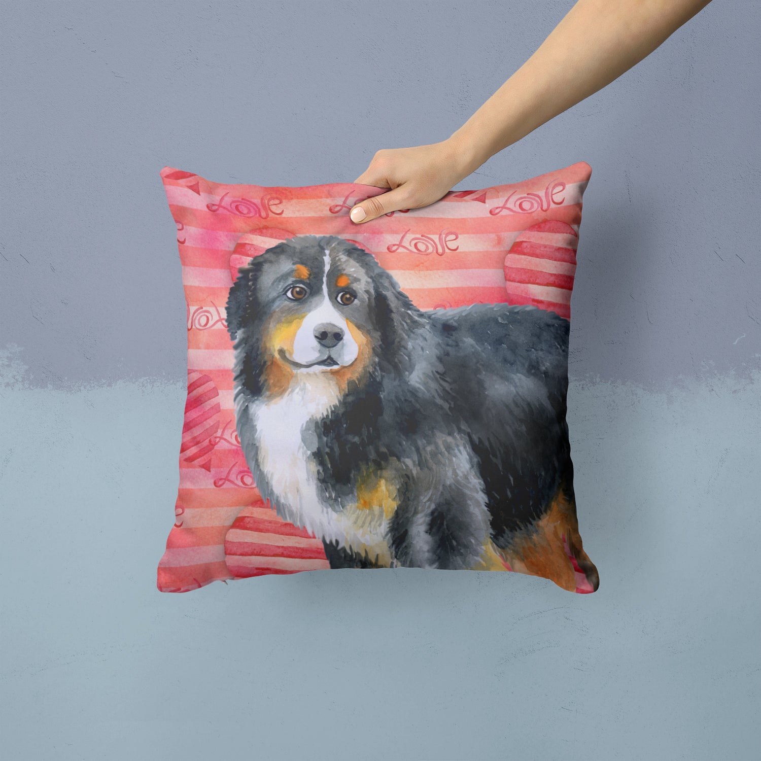 Bernese Mountain Dog Love Fabric Decorative Pillow BB9732PW1414 - the-store.com