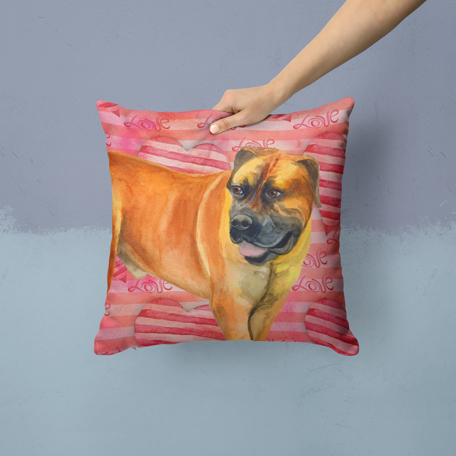 Boerboel Mastiff Love Fabric Decorative Pillow BB9733PW1414 - the-store.com