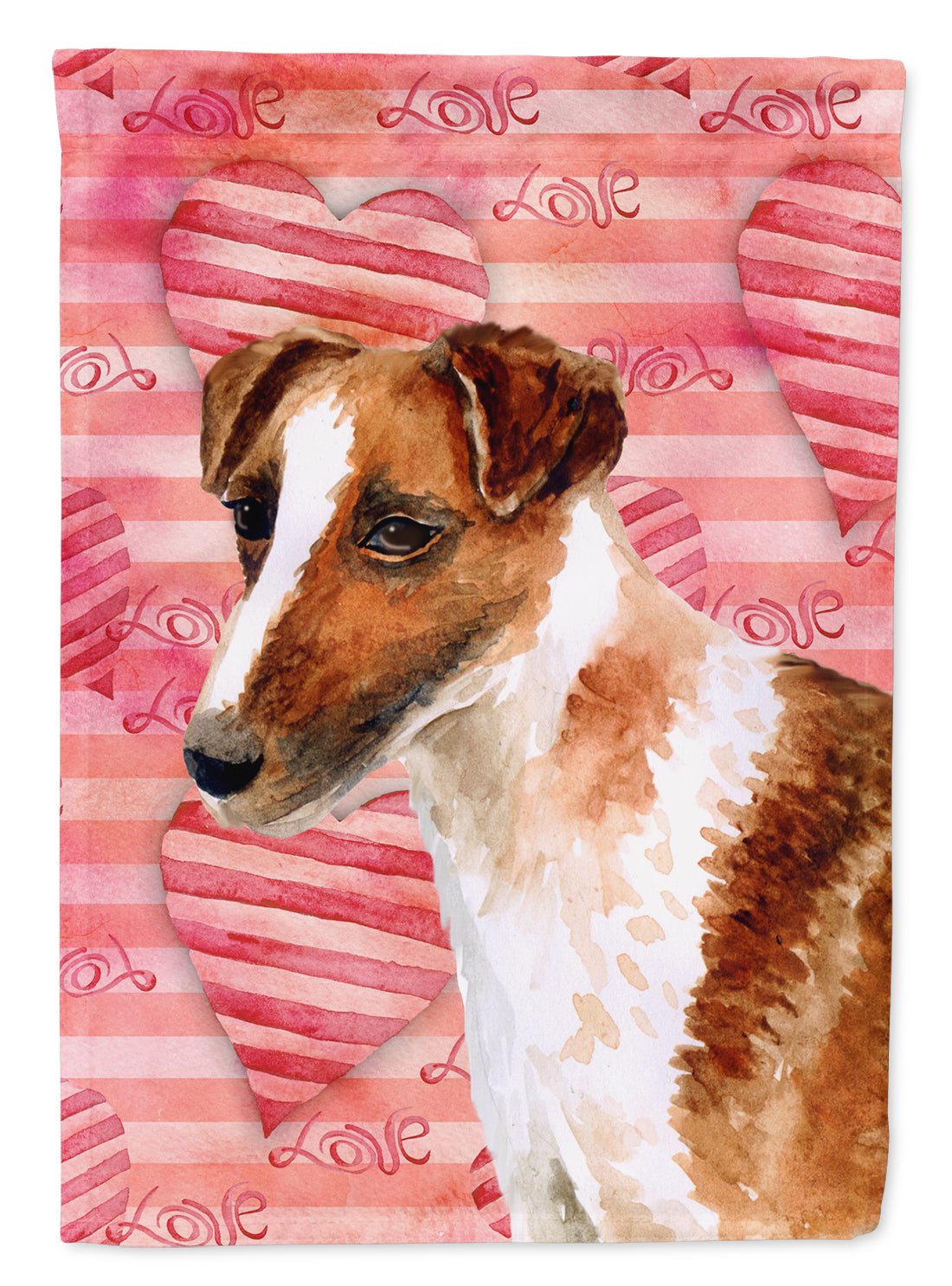 Smooth Fox Terrier Love Flag Canvas House Size BB9734CHF  the-store.com.