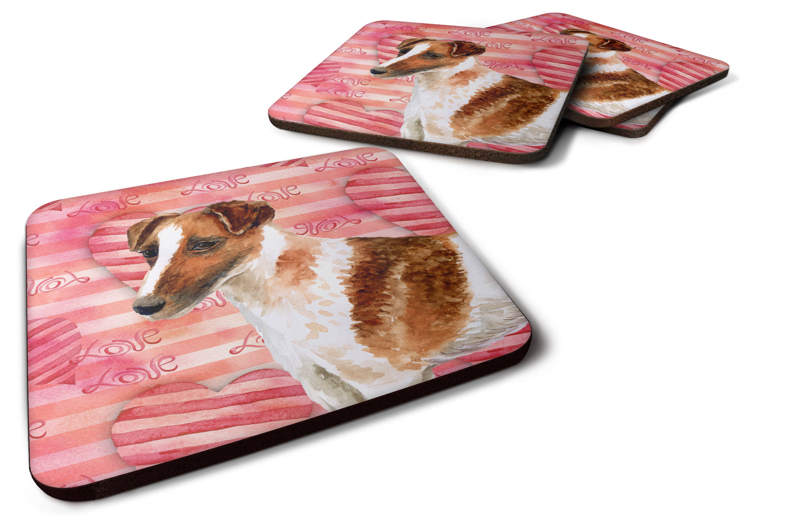 Smooth Fox Terrier Love Foam Coaster Set of 4 BB9734FC - the-store.com