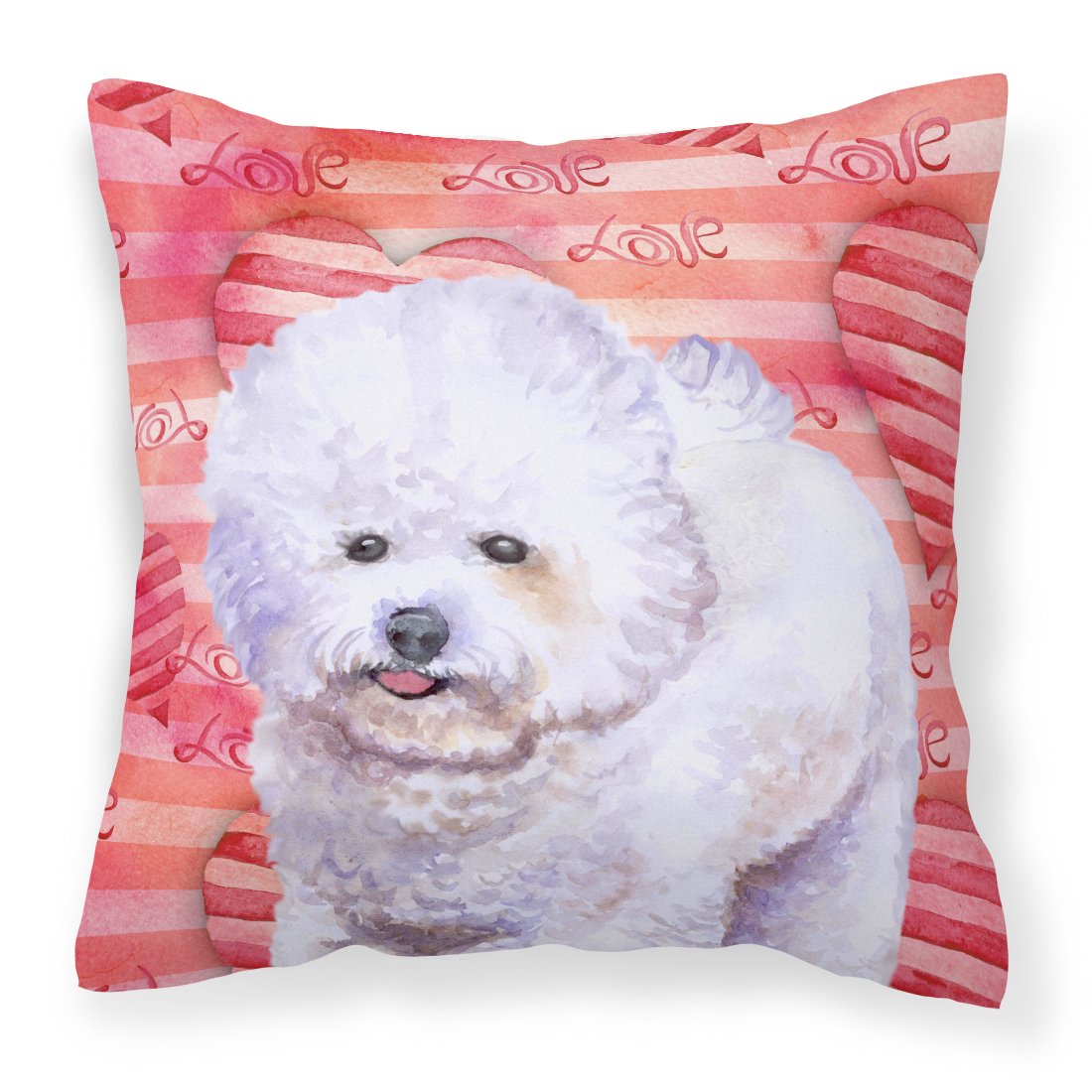 Bichon Frise Love Fabric Decorative Pillow BB9735PW1818 by Caroline's Treasures