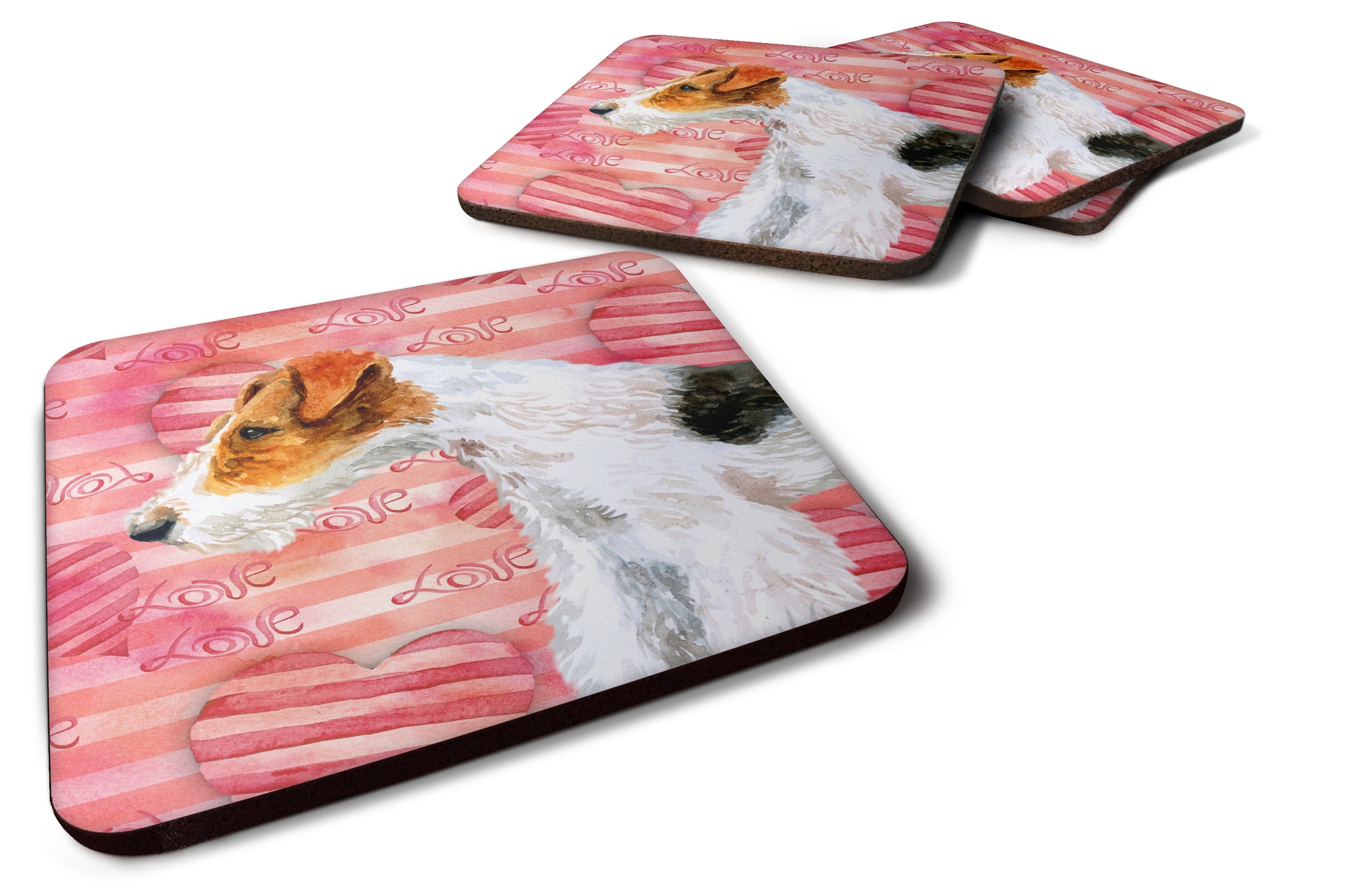 Fox Terrier Love Foam Coaster Set of 4 BB9737FC - the-store.com