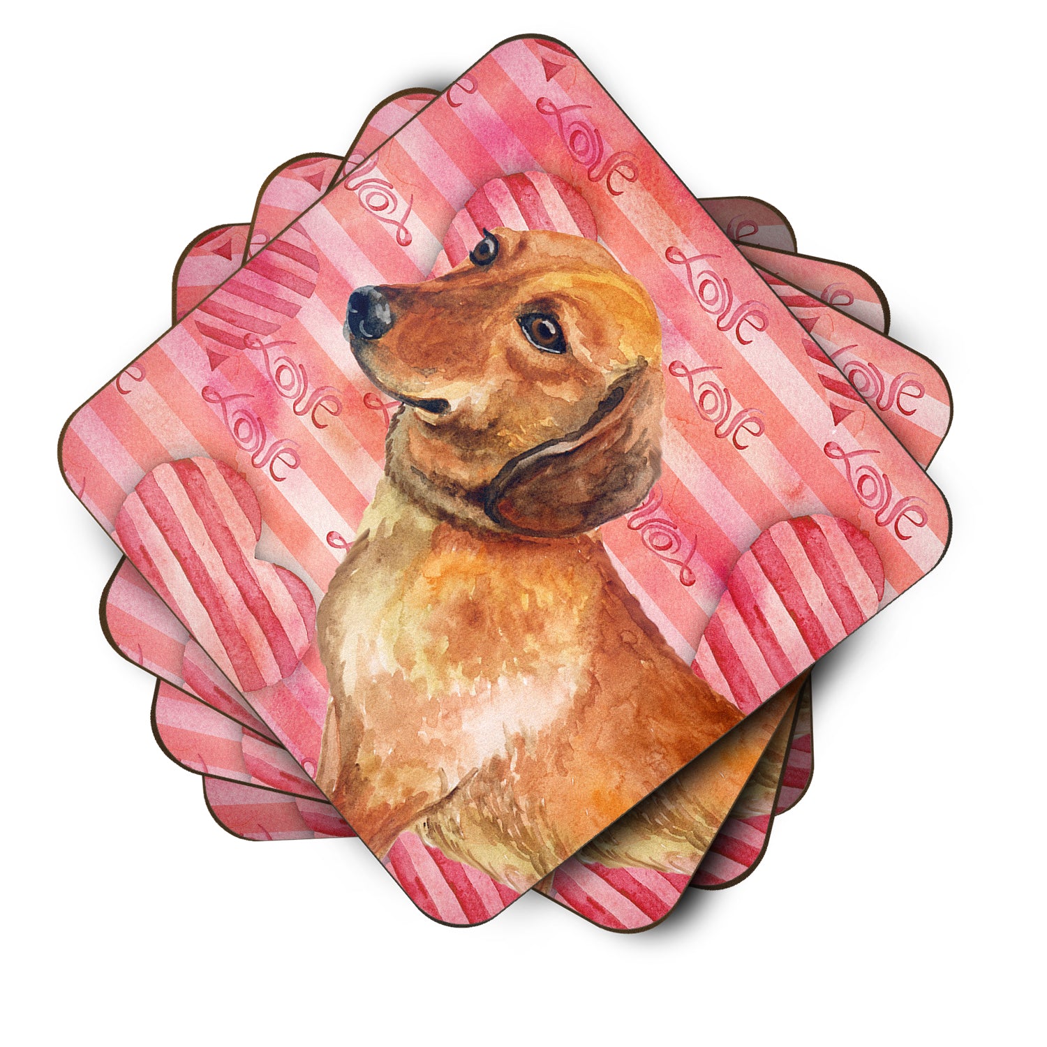 Dachshund Love Foam Coaster Set of 4 BB9739FC - the-store.com