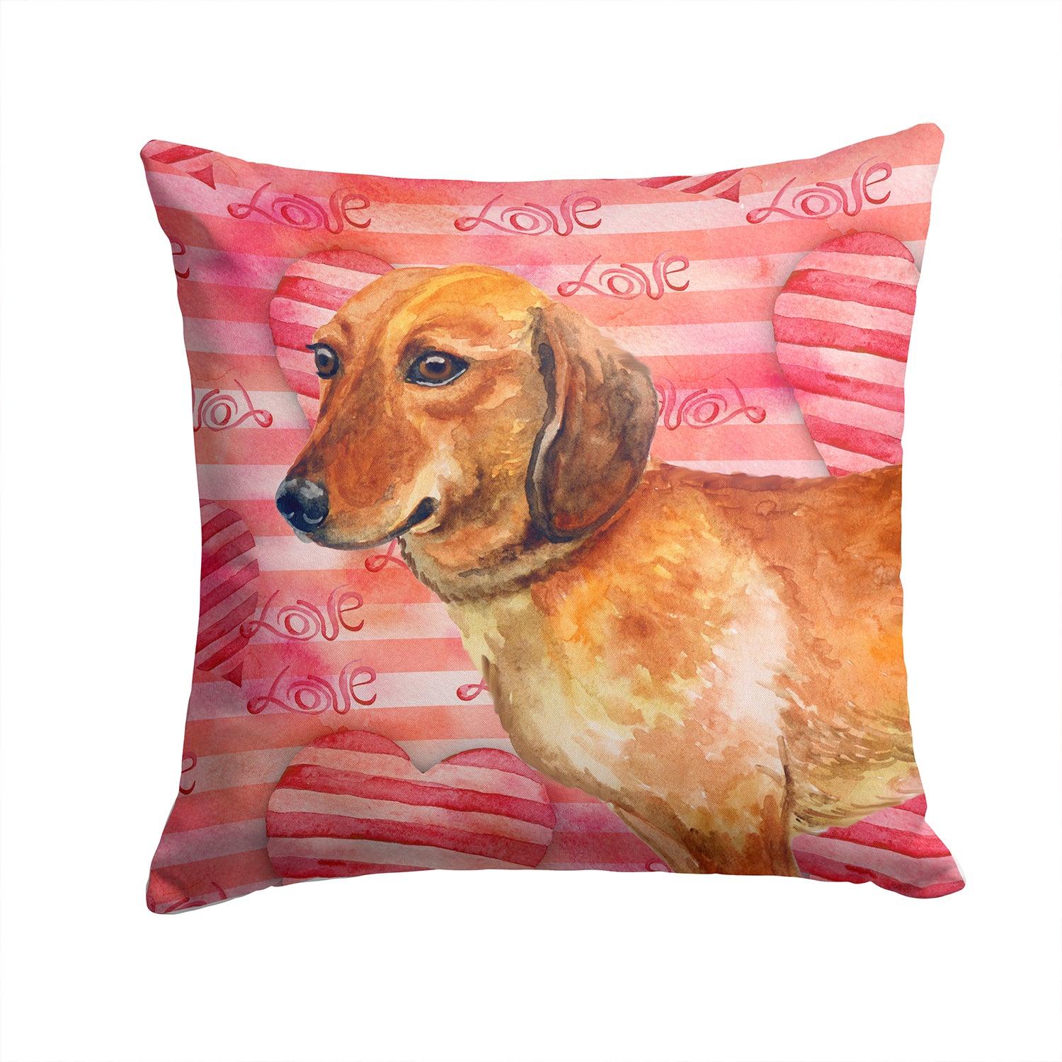 Dachshund Love Fabric Decorative Pillow BB9739PW1414 - the-store.com