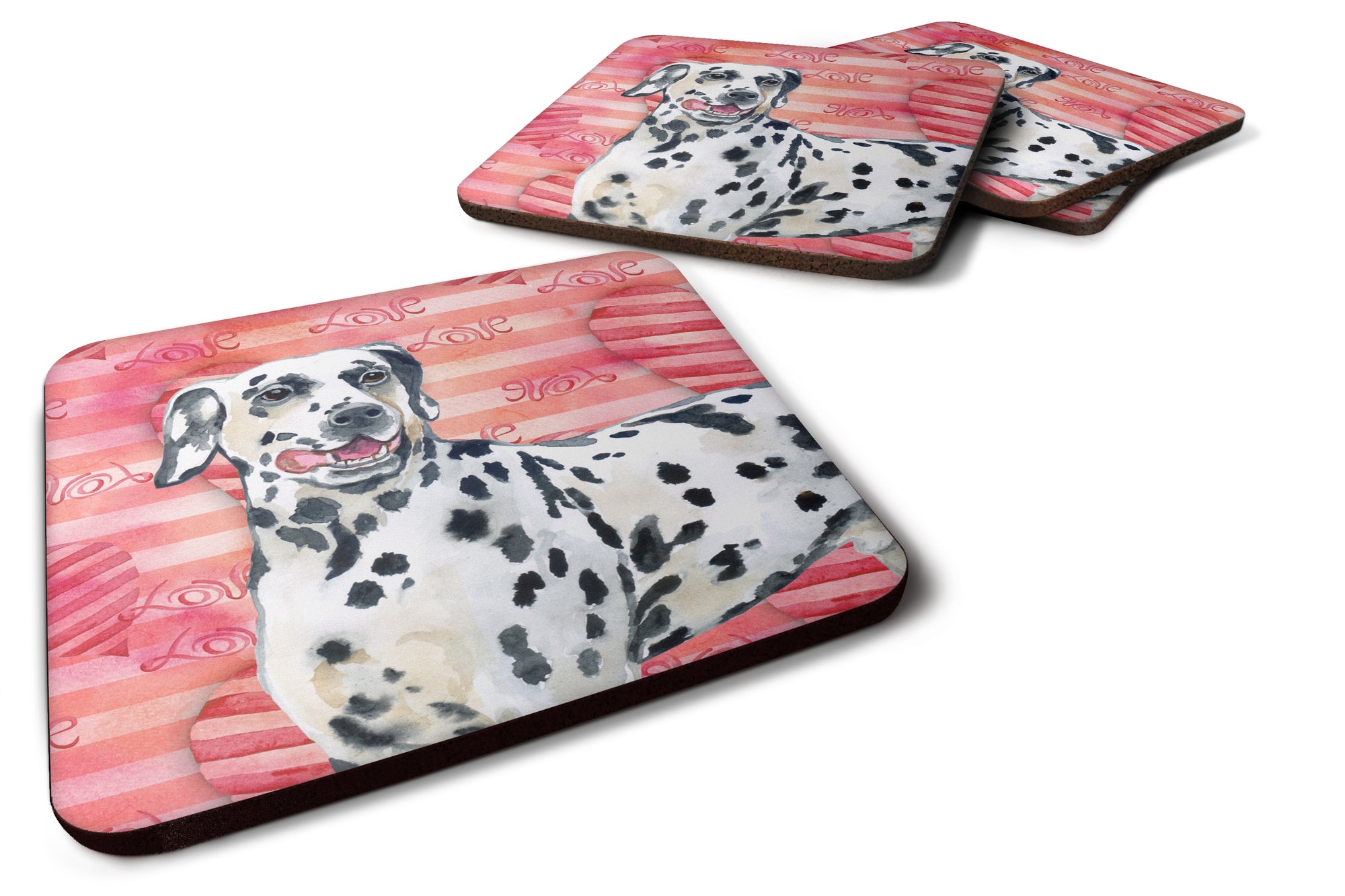 Dalmatian Love Foam Coaster Set of 4 BB9740FC - the-store.com