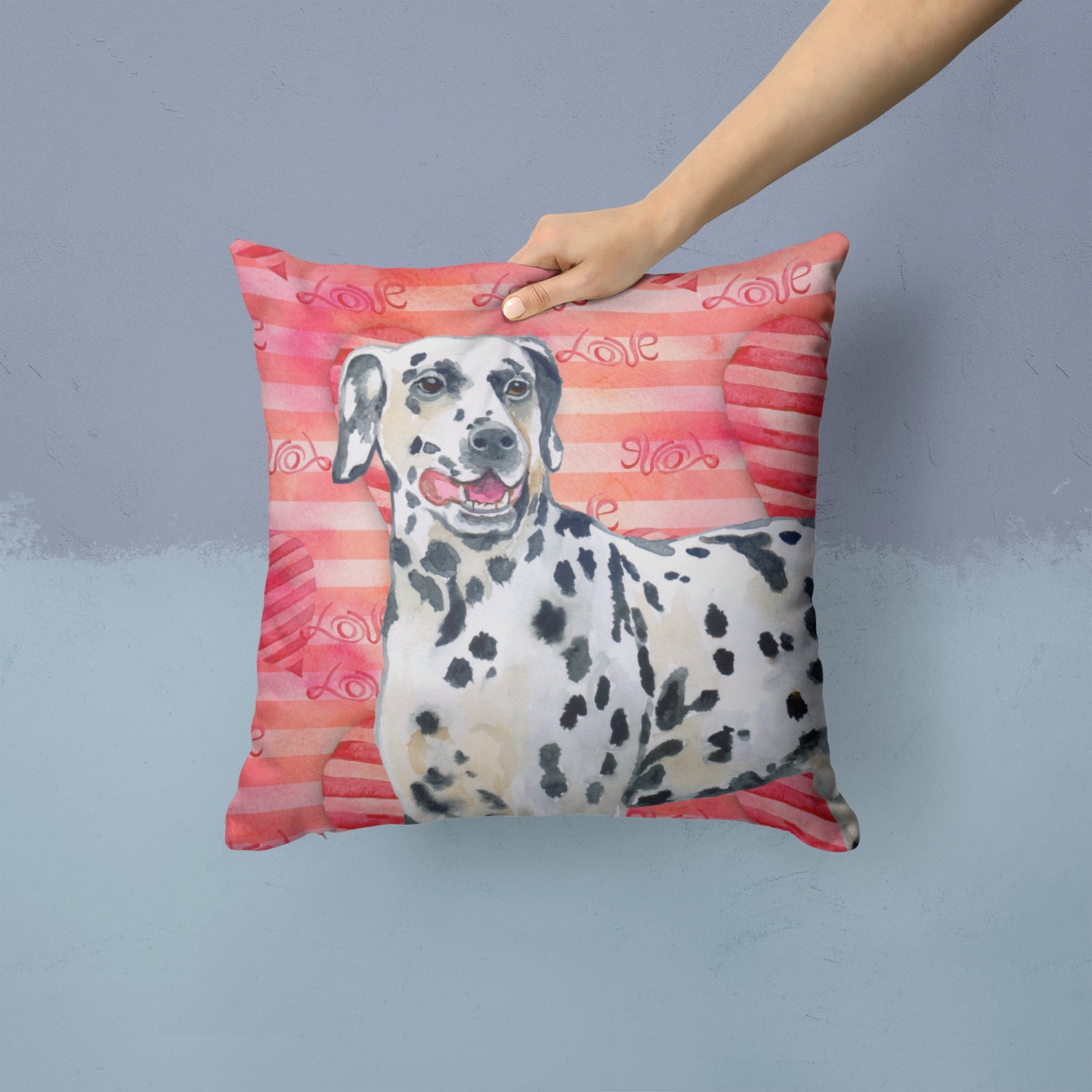 Dalmatian Love Fabric Decorative Pillow BB9740PW1414 - the-store.com