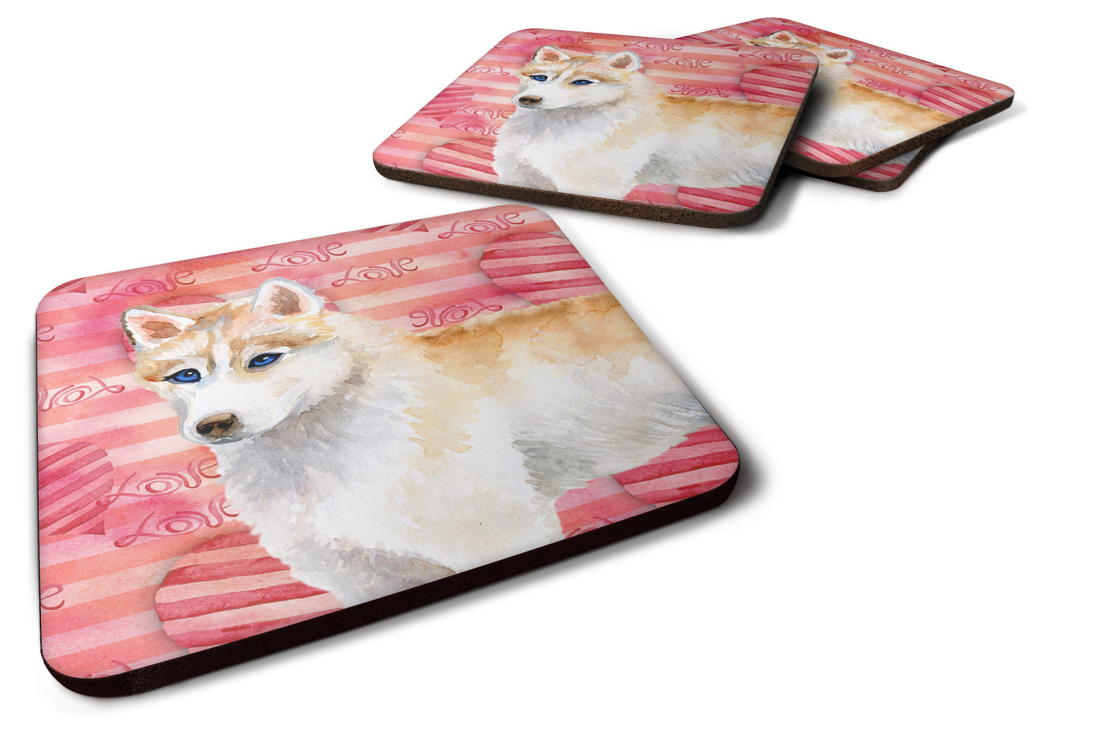 Siberian Husky Love Foam Coaster Set of 4 BB9742FC - the-store.com