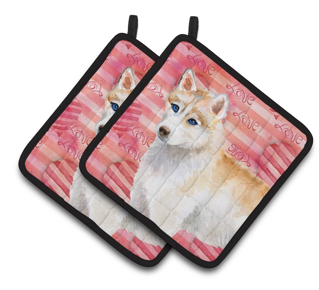 Siberian Husky Love Pair of Pot Holders BB9742PTHD by Caroline's Treasures