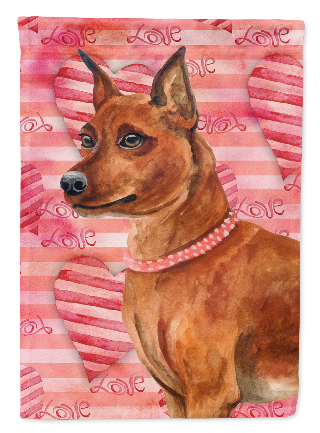 Miniature Pinscher Love Flag Canvas House Size BB9743CHF  the-store.com.