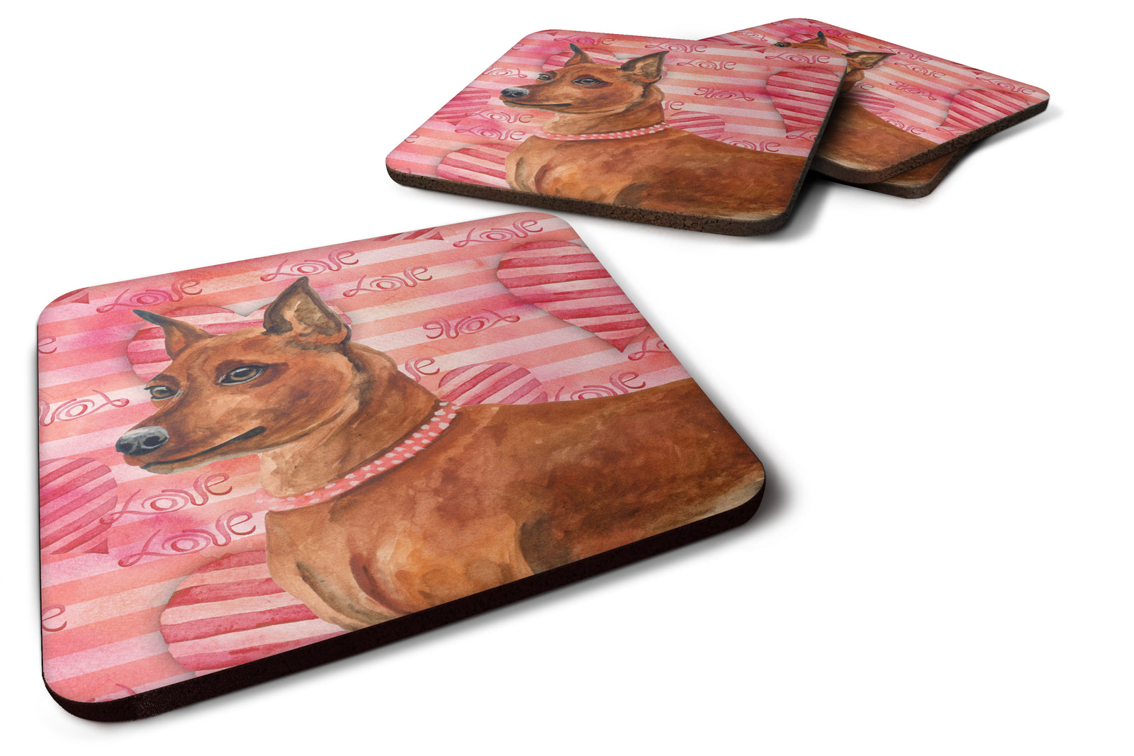 Miniature Pinscher Love Foam Coaster Set of 4 BB9743FC - the-store.com