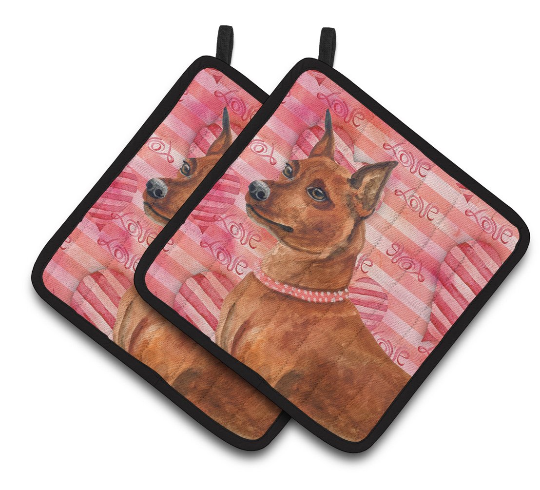 Miniature Pinscher Love Pair of Pot Holders BB9743PTHD by Caroline's Treasures