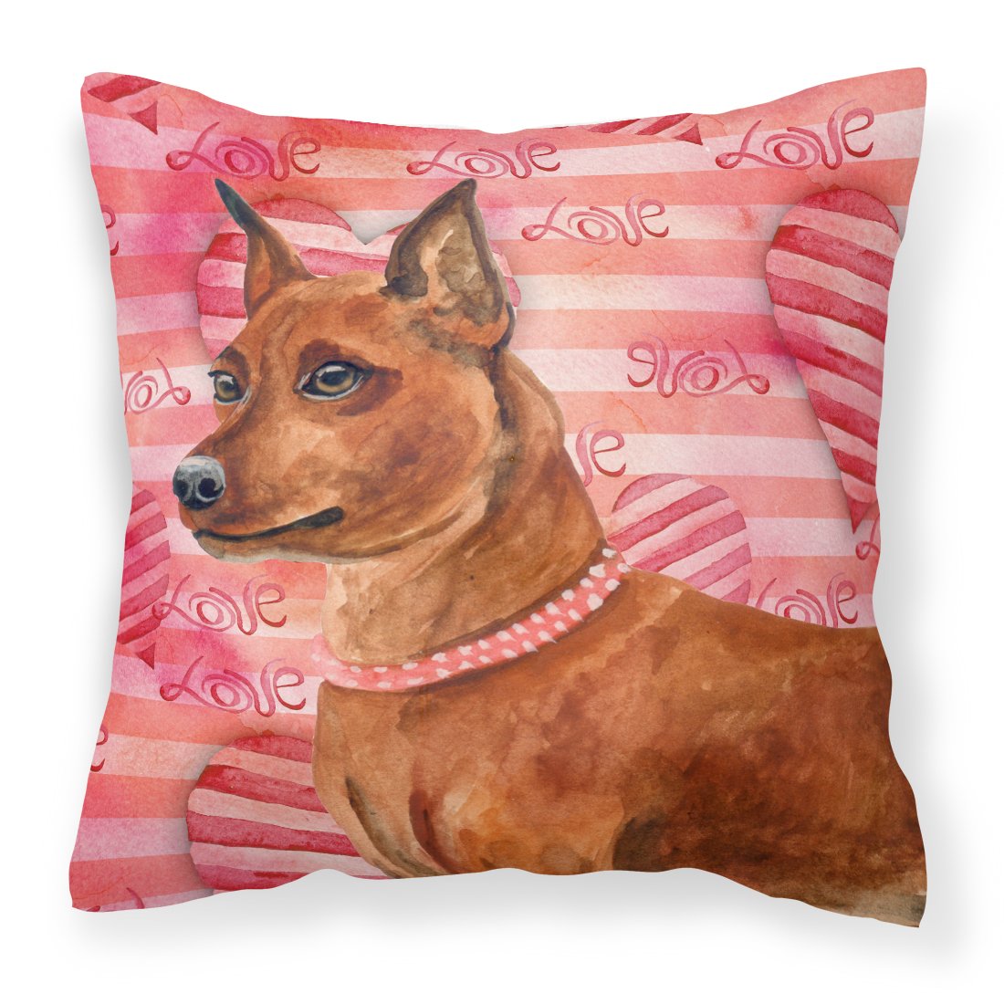 Miniature Pinscher Love Fabric Decorative Pillow BB9743PW1818 by Caroline's Treasures