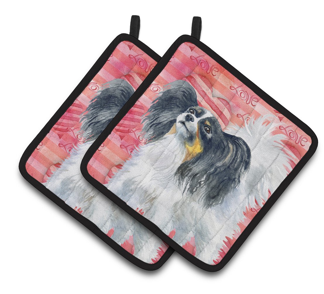 Papillon Love Pair of Pot Holders BB9744PTHD by Caroline's Treasures