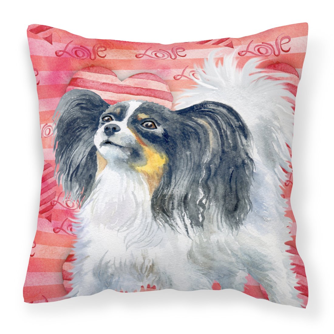 Papillon Love Fabric Decorative Pillow BB9744PW1818 by Caroline's Treasures