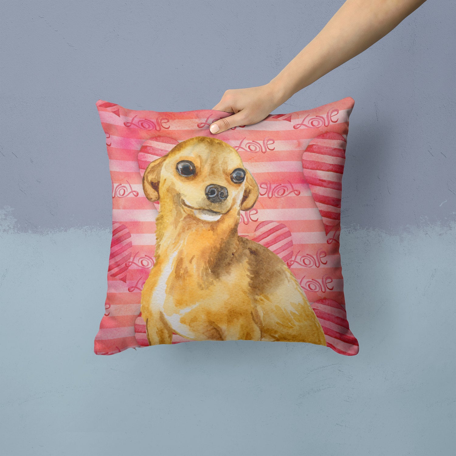 Chihuahua Love Fabric Decorative Pillow BB9745PW1414 - the-store.com