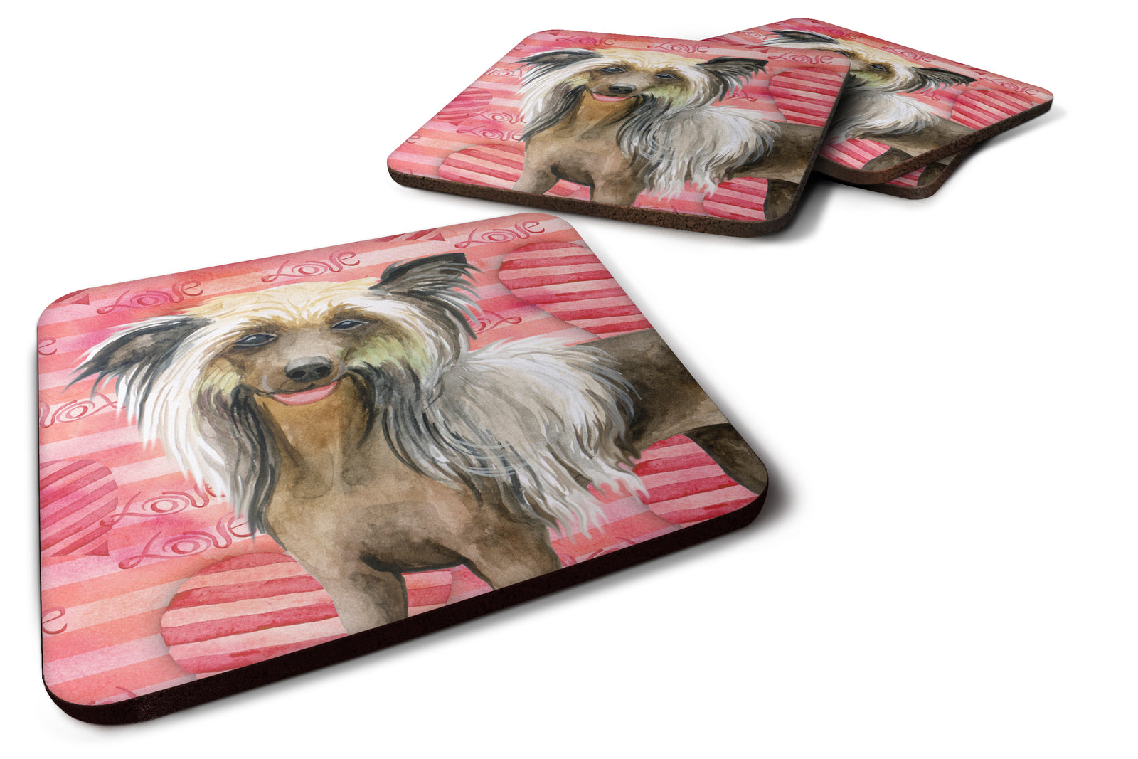 Chinese Crested Love Foam Coaster Set of 4 BB9746FC - the-store.com