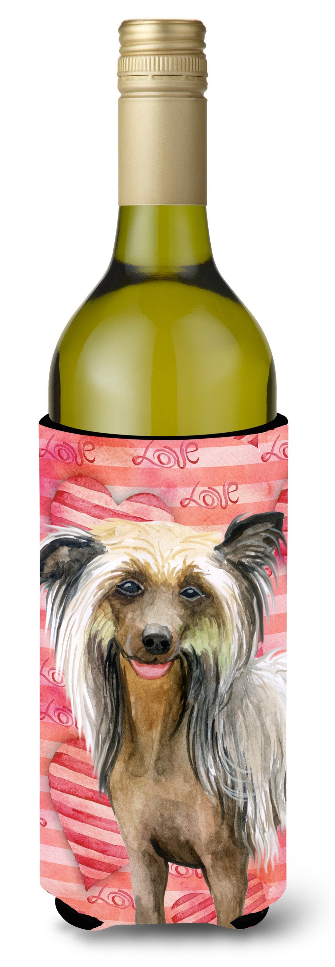 Chinese Crested Love Wine Bottle Beverge Insulator Hugger BB9746LITERK by Caroline&#39;s Treasures