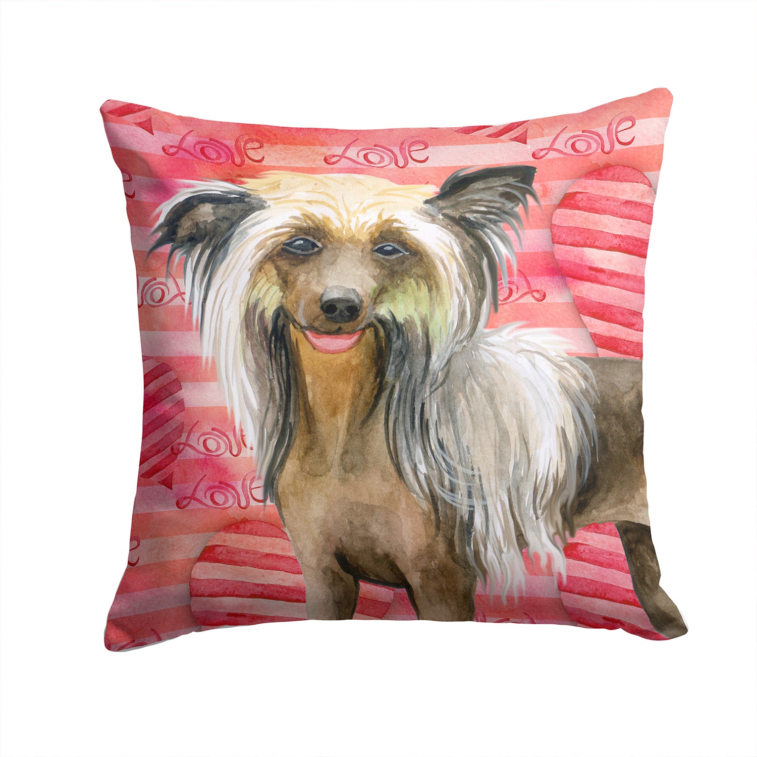 Chinese Crested Love Fabric Decorative Pillow BB9746PW1414 - the-store.com