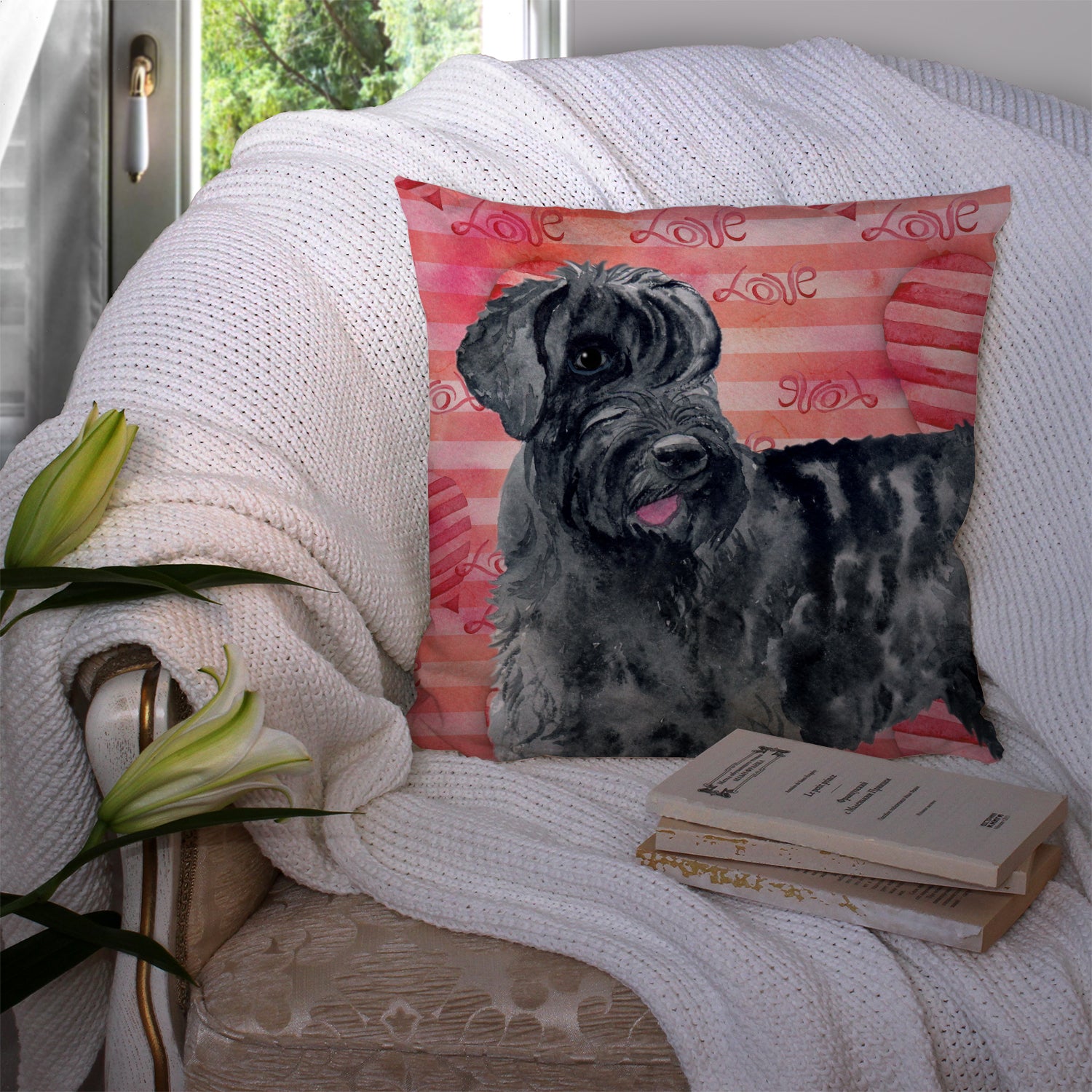 Giant Schnauzer Love Fabric Decorative Pillow BB9747PW1414 - the-store.com